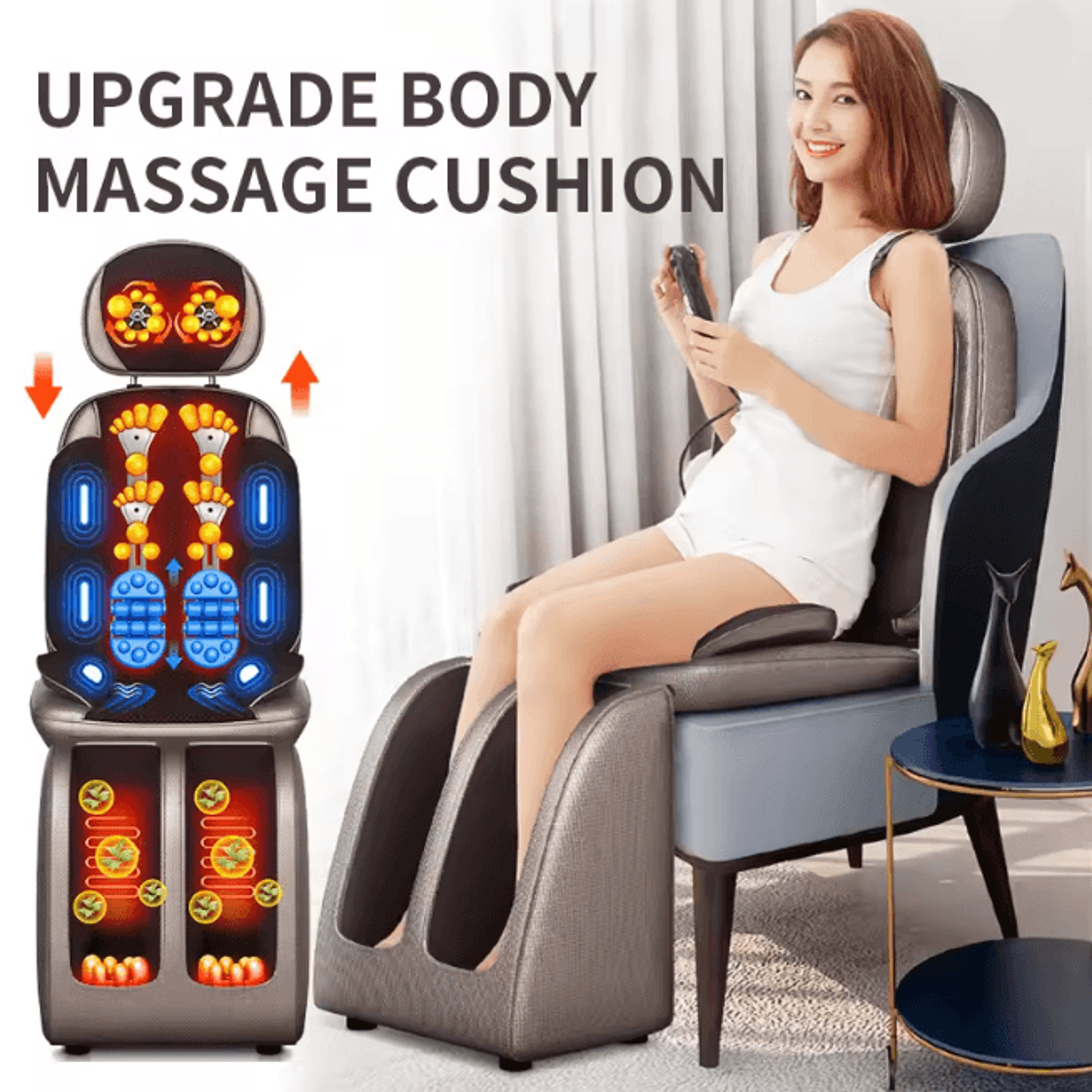 Electric Full Body Massage Chair Cushion With Heat And Shiatsu Kneading 0