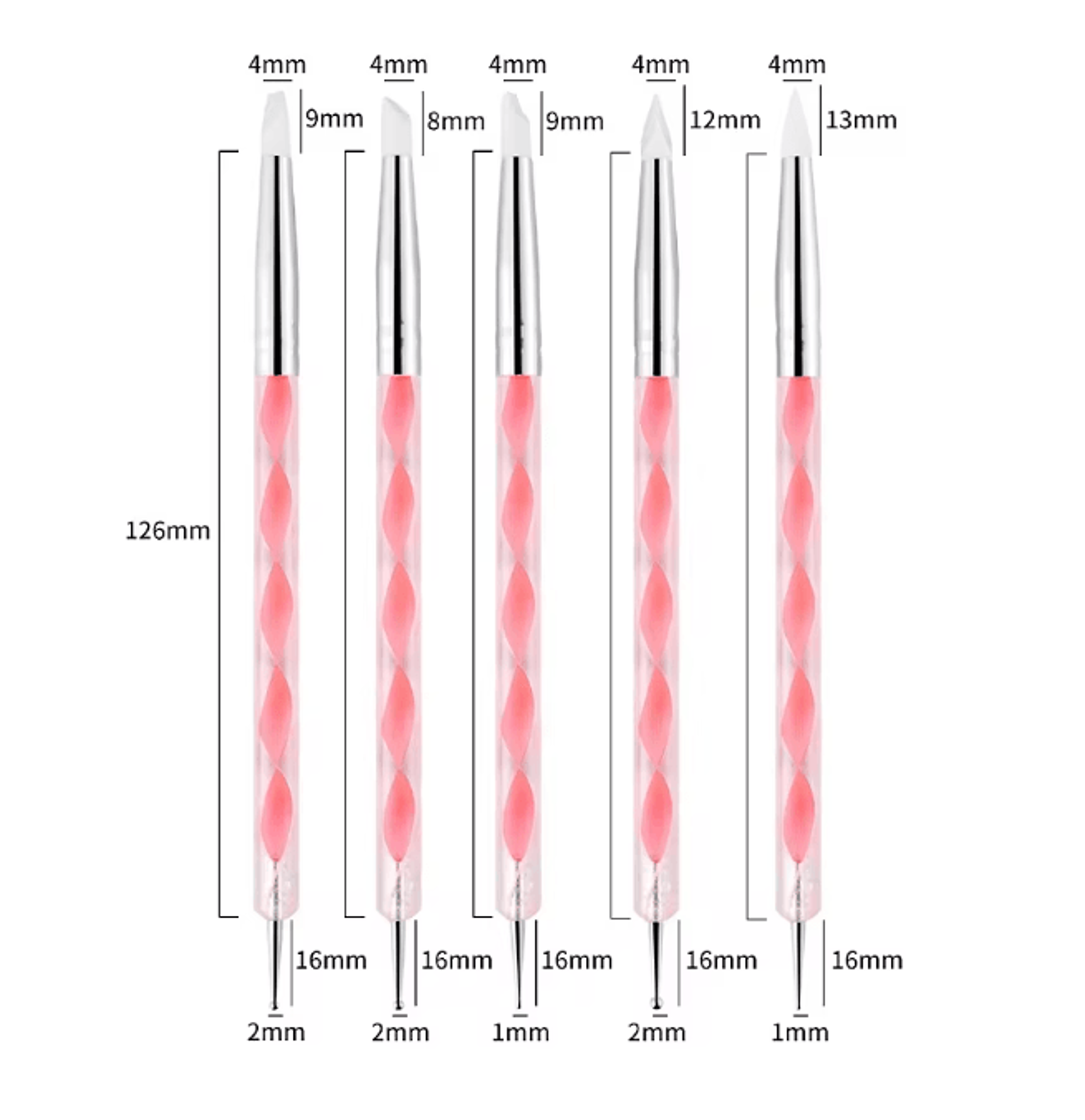 Two Way Nail Art Dotting Pen Set With Silicone Tips 5 Piece 4