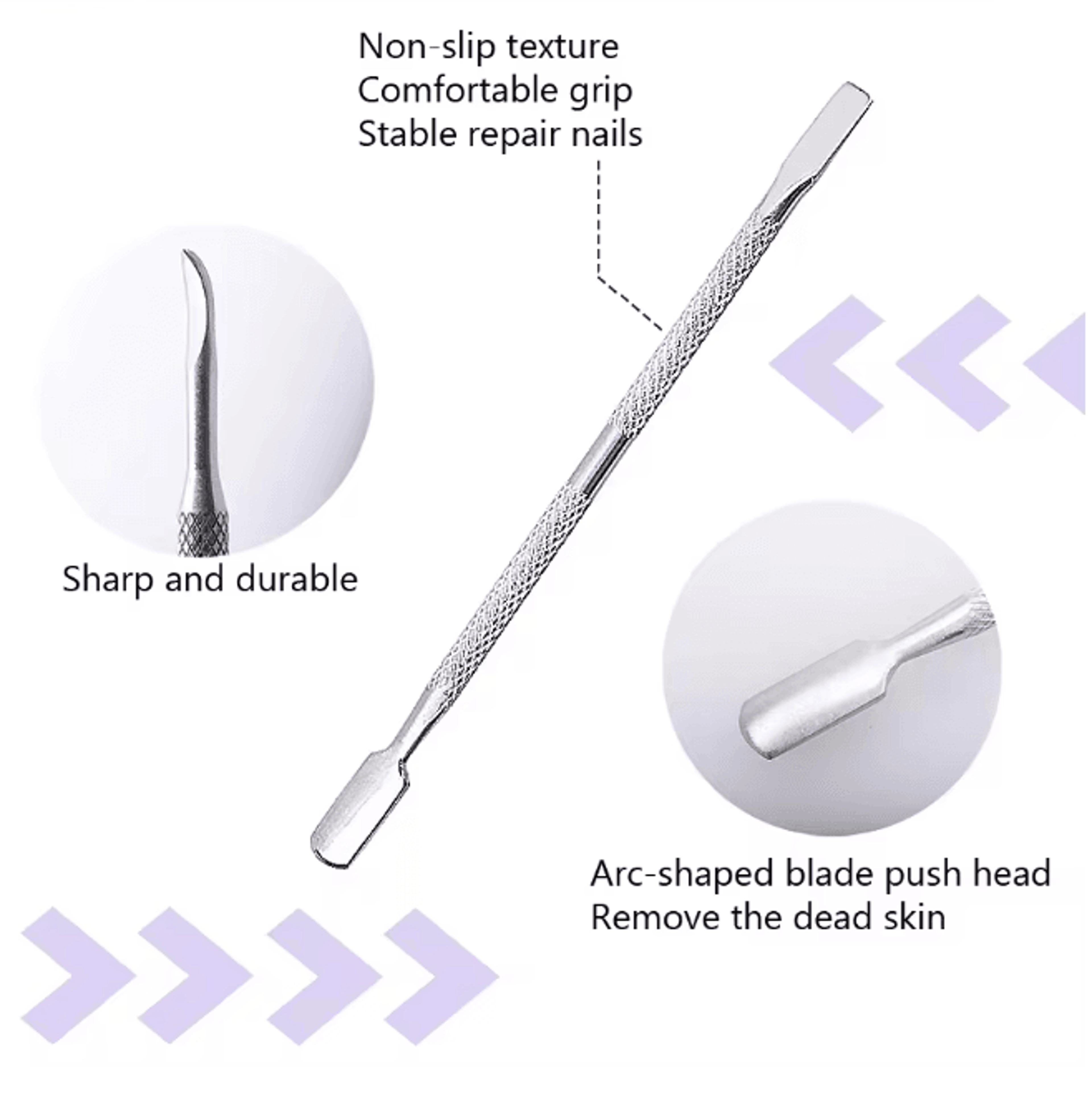Stainless Steel Cuticle Remover And Pusher Set Double Sided 4 Piece 2