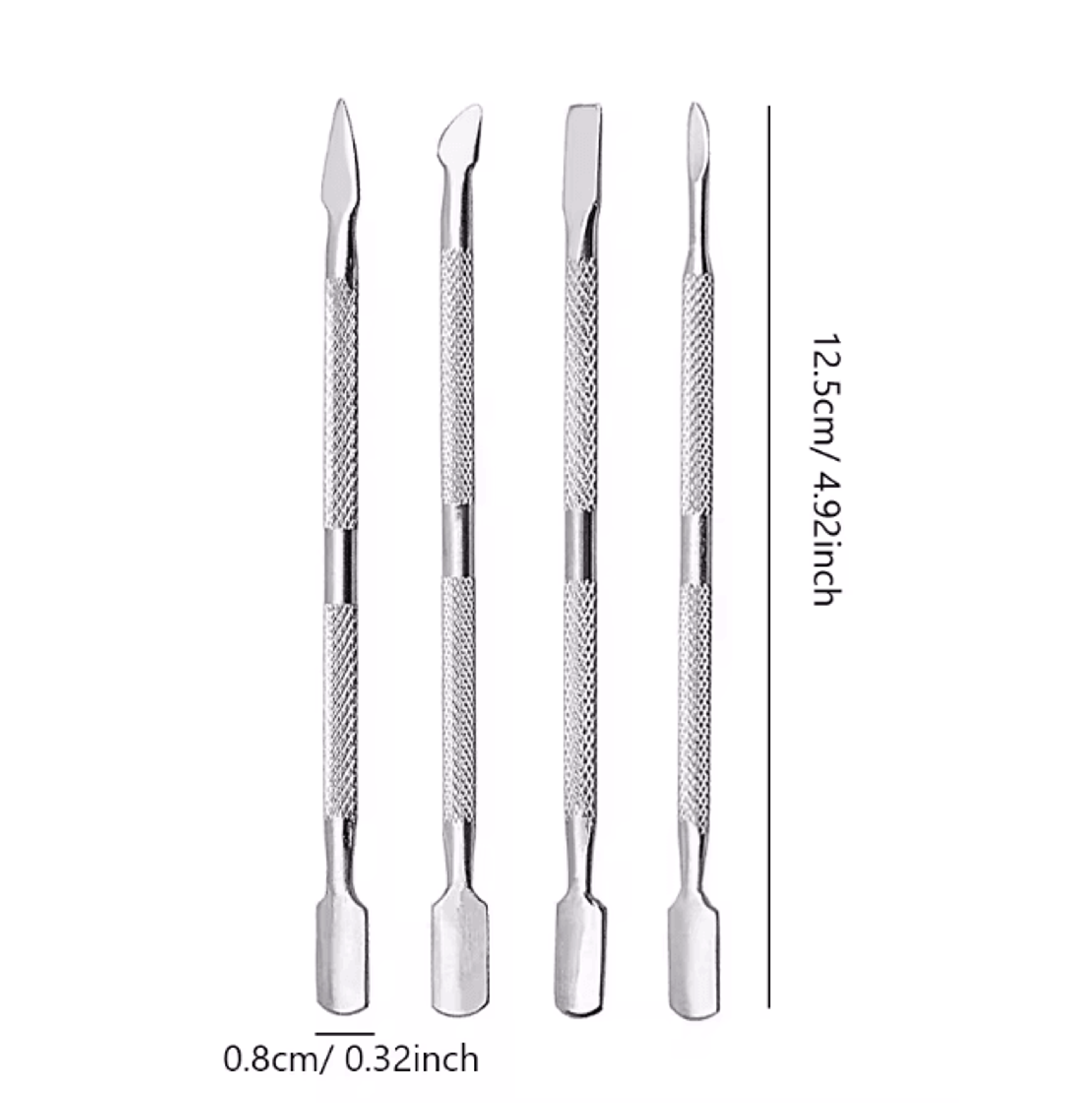 Stainless Steel Cuticle Remover And Pusher Set Double Sided 4 Piece 4