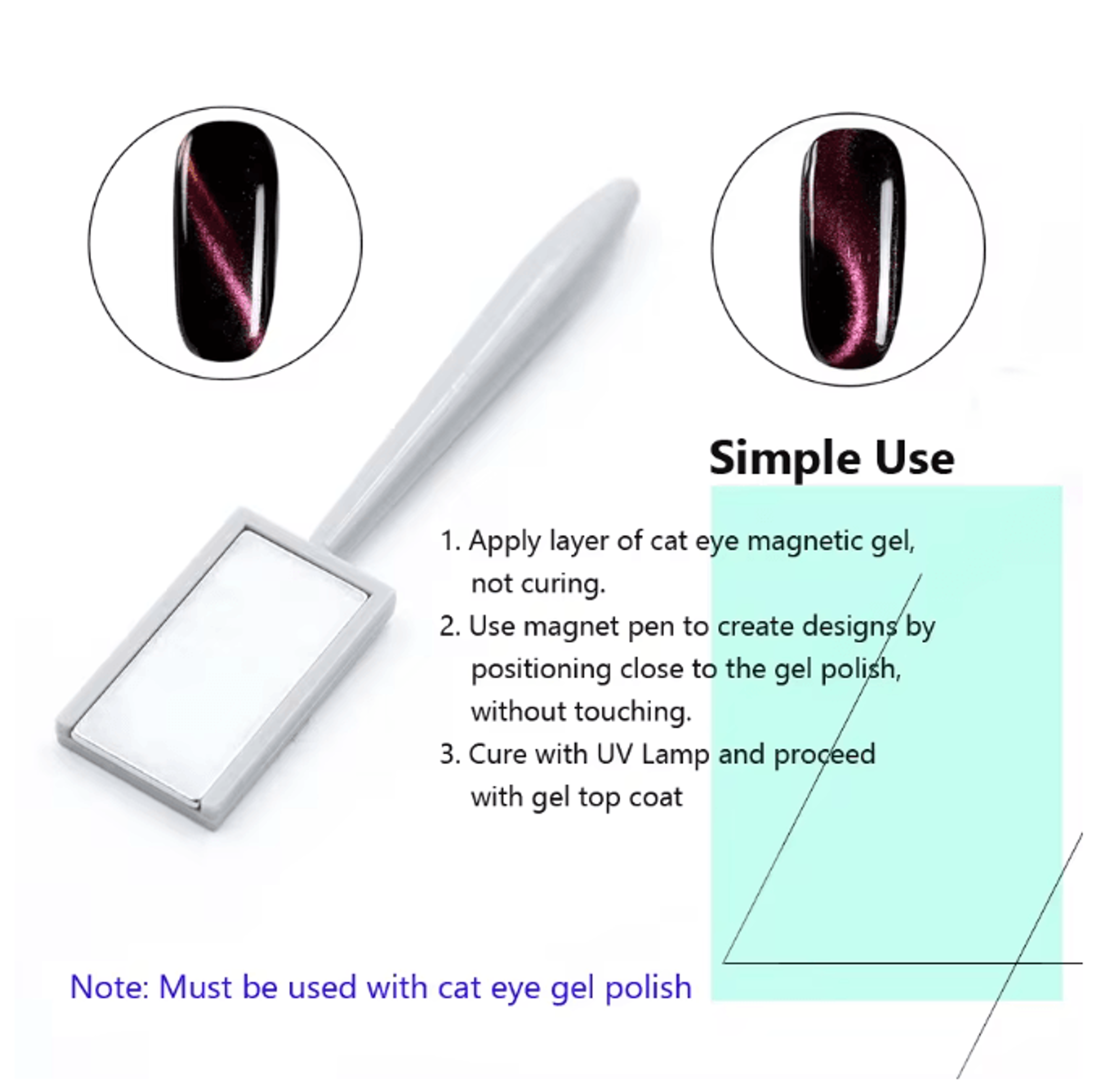 Cat Eye Nail Magnet Tool Set 11 Piece For Gel Polish Designs 2