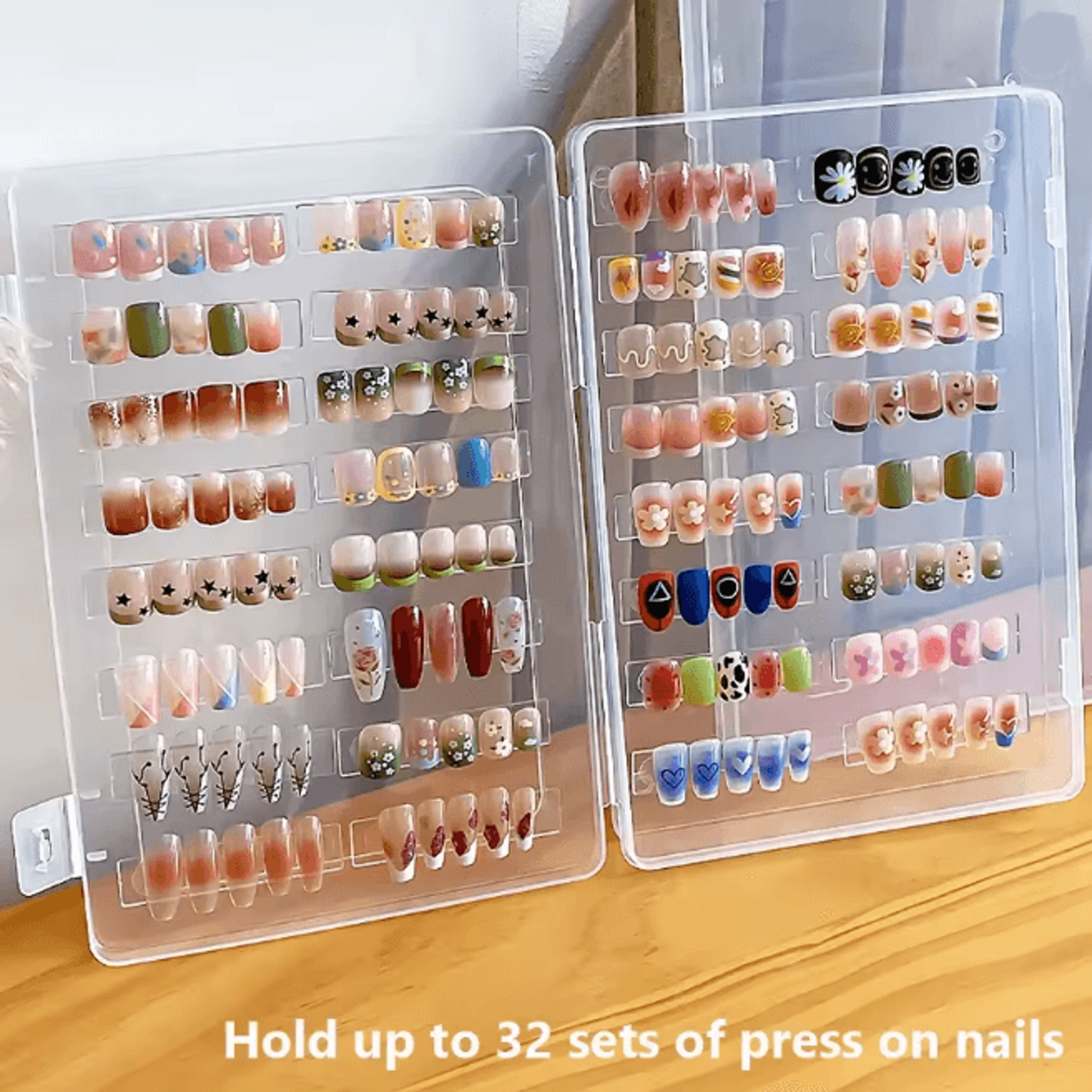 Press On Nail Storage Box Set With Display Sticks And Adhesive Tabs 1