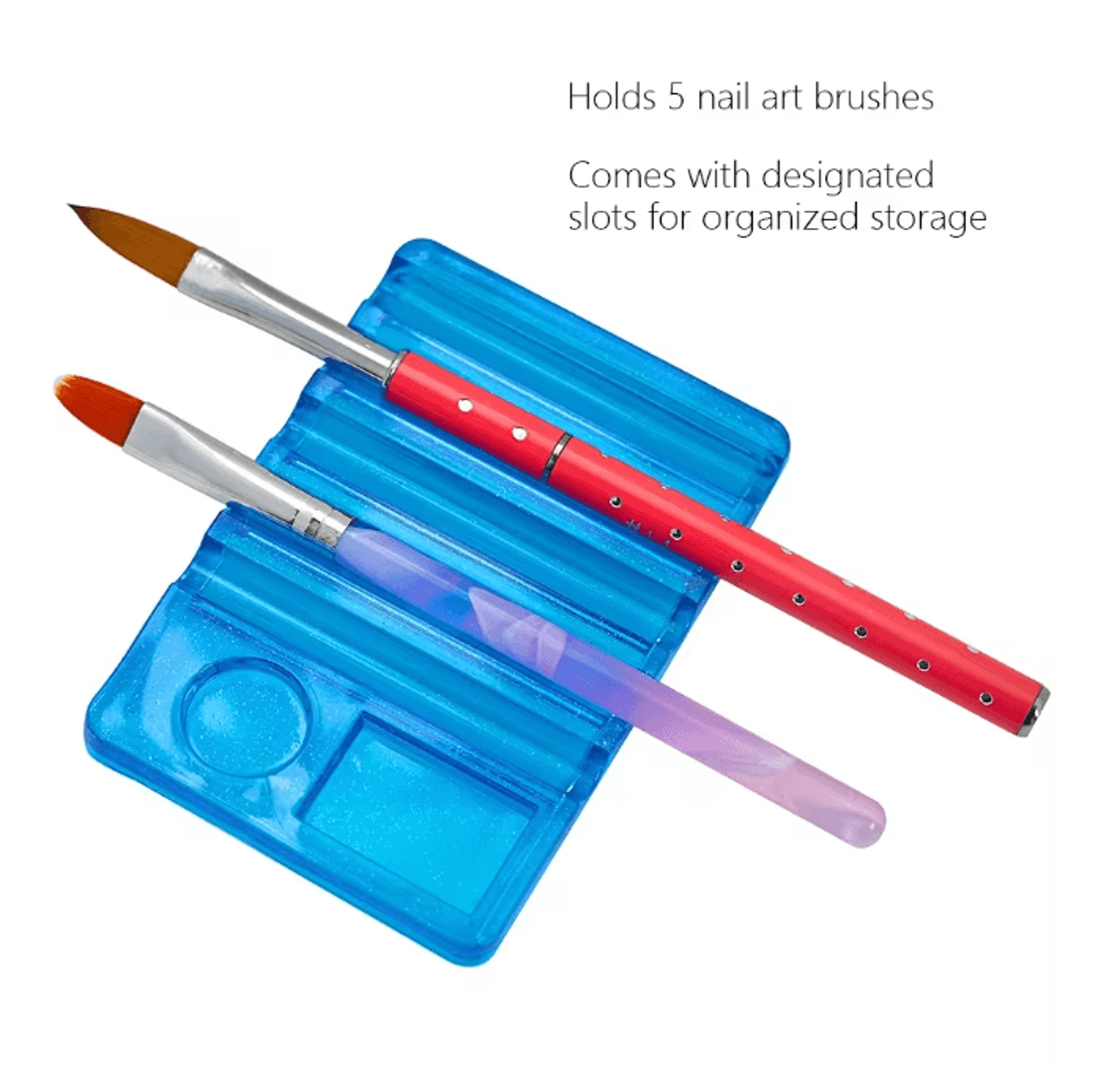 Acrylic Nail Art Pen Holder With Color Palette 5 Compartment Organizer Stand 1