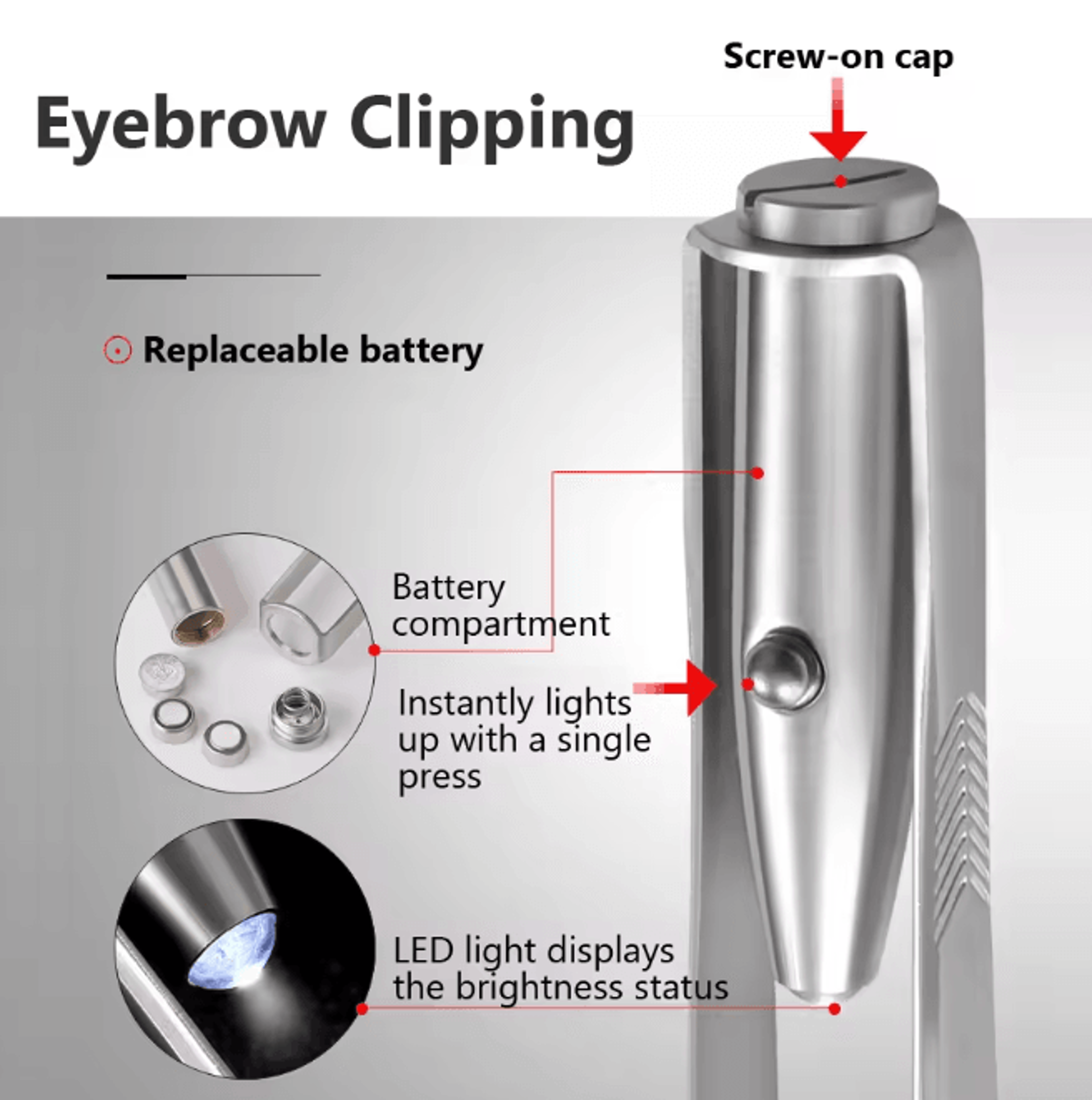 LED Lighted Eyebrow Tweezers For Precise Brow Shaping 3