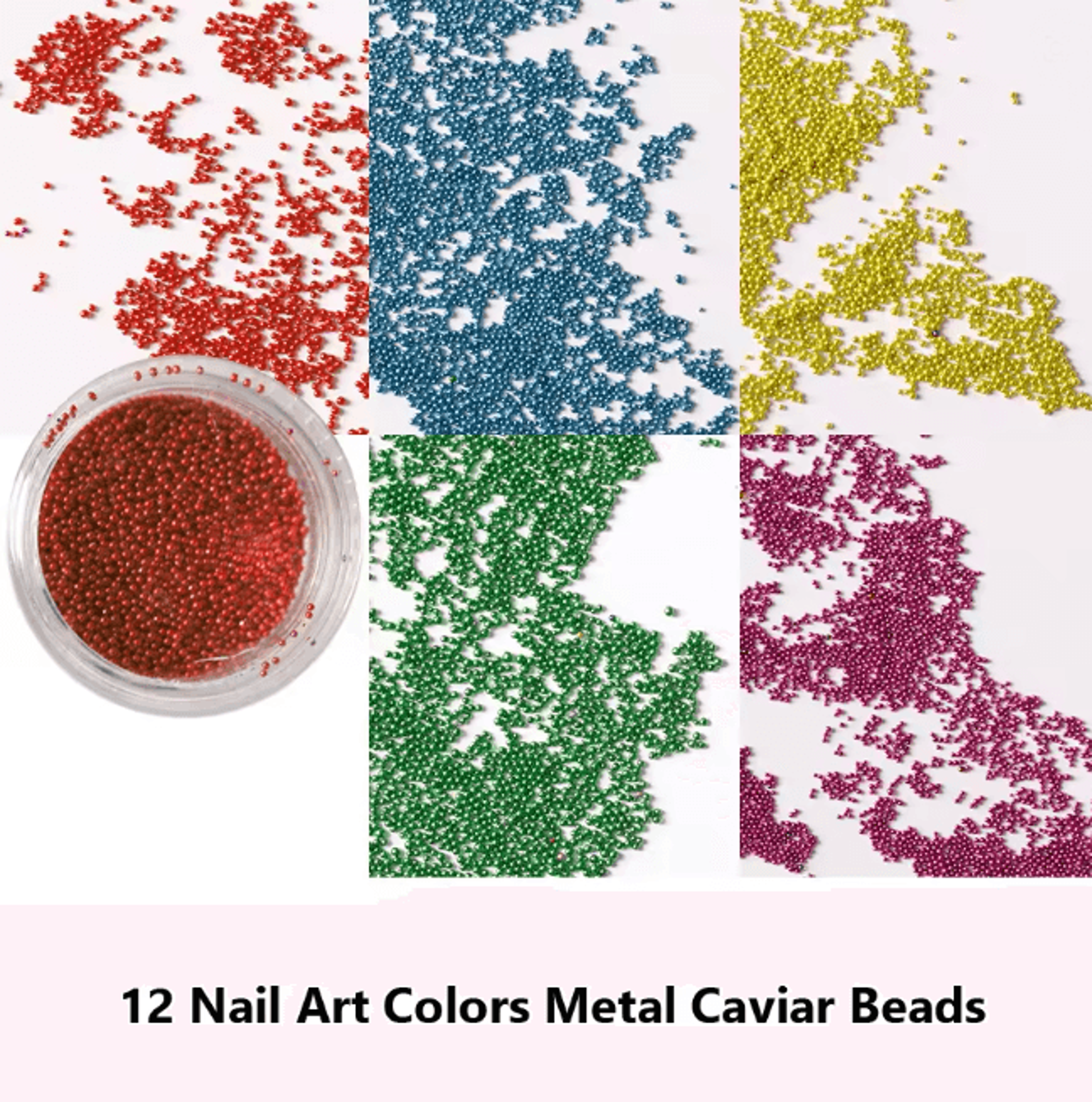 Metal Nail Art Caviar Beads Set 12 Colors Micro Beads For Manicure Designs 1