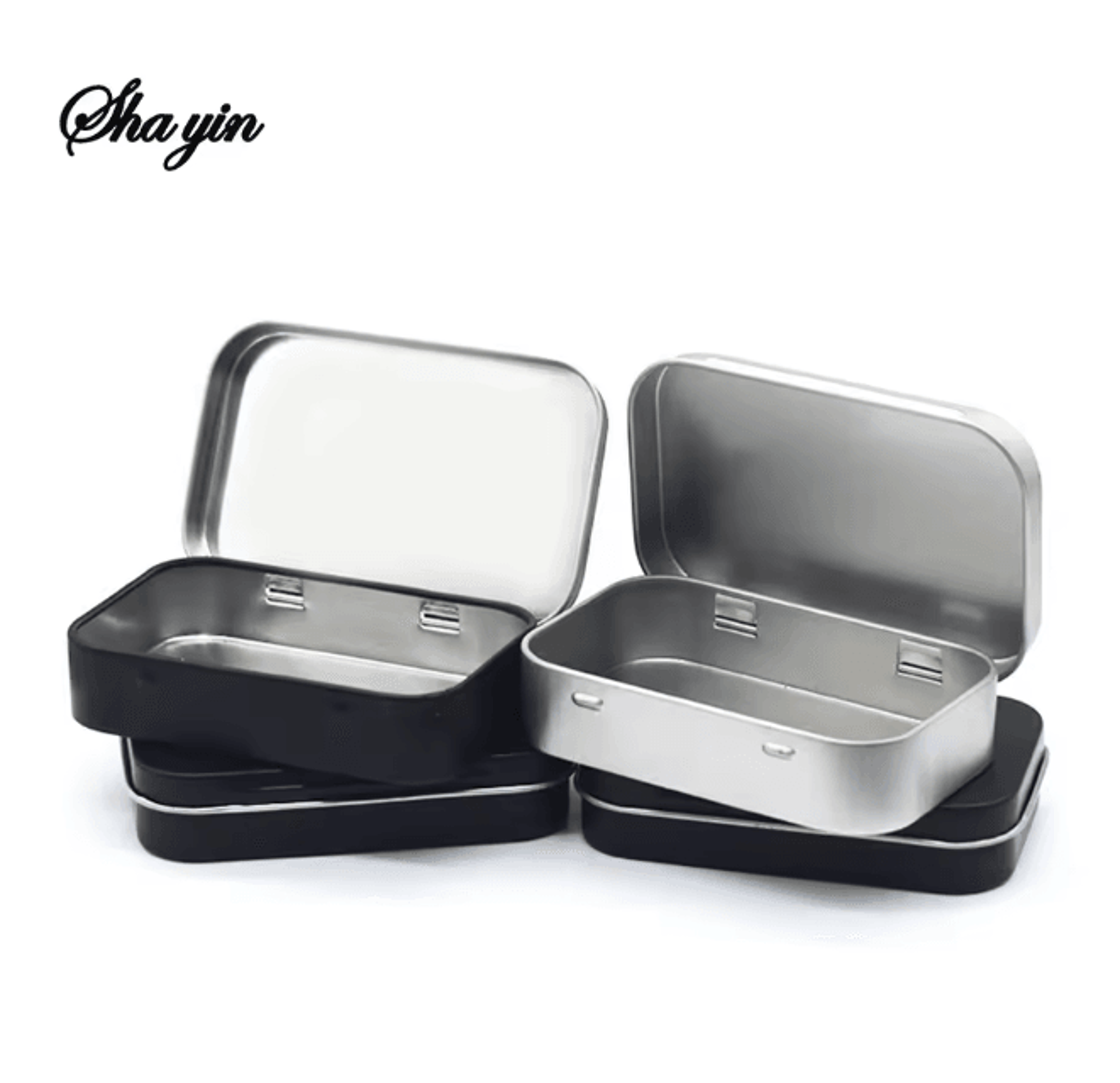 Mini Metal Tin Storage Box Hinged Small Organizer Container 0