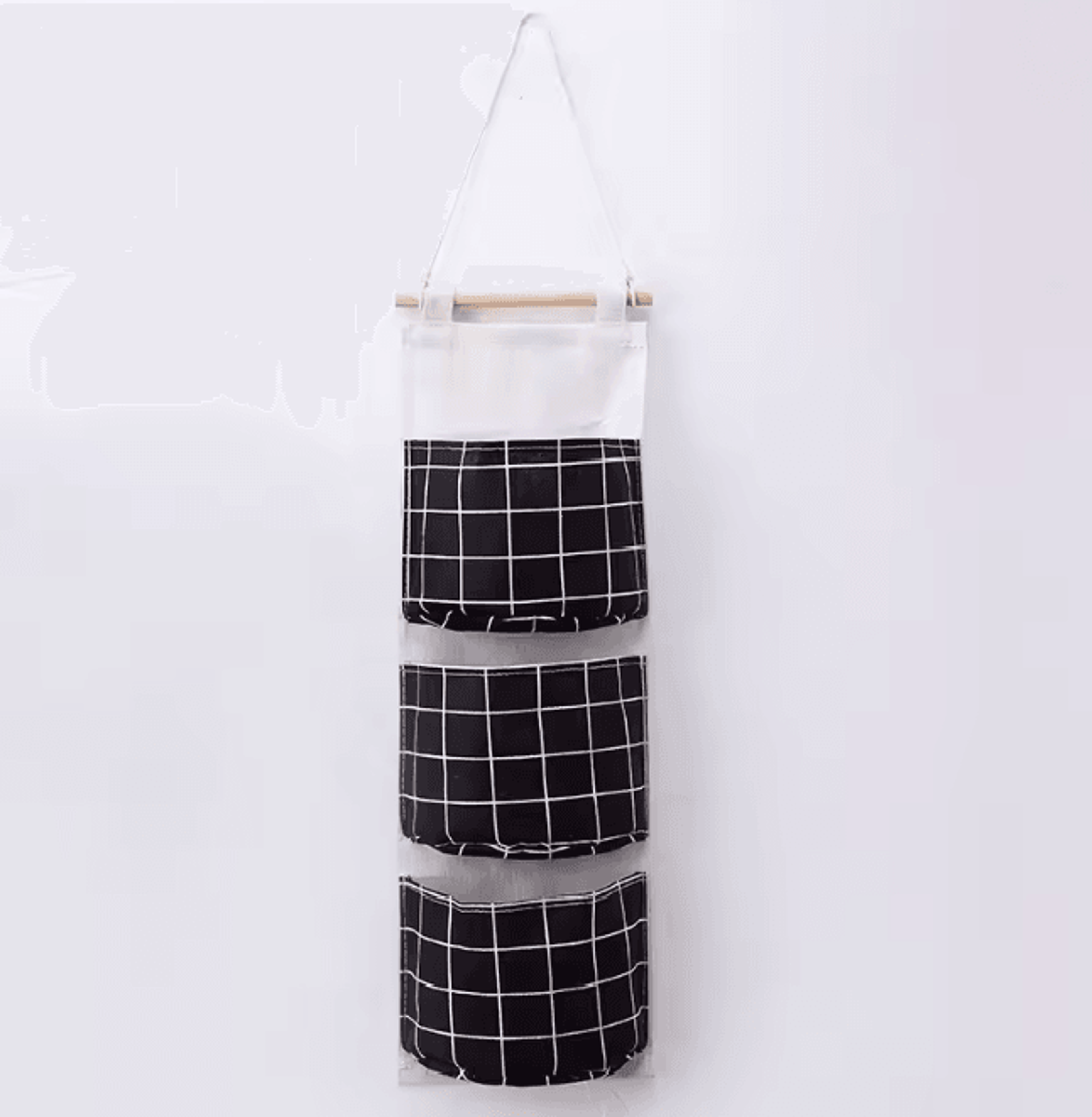 Three Pocket Hanging Wall Storage Organizer Cotton Linen Bag 8
