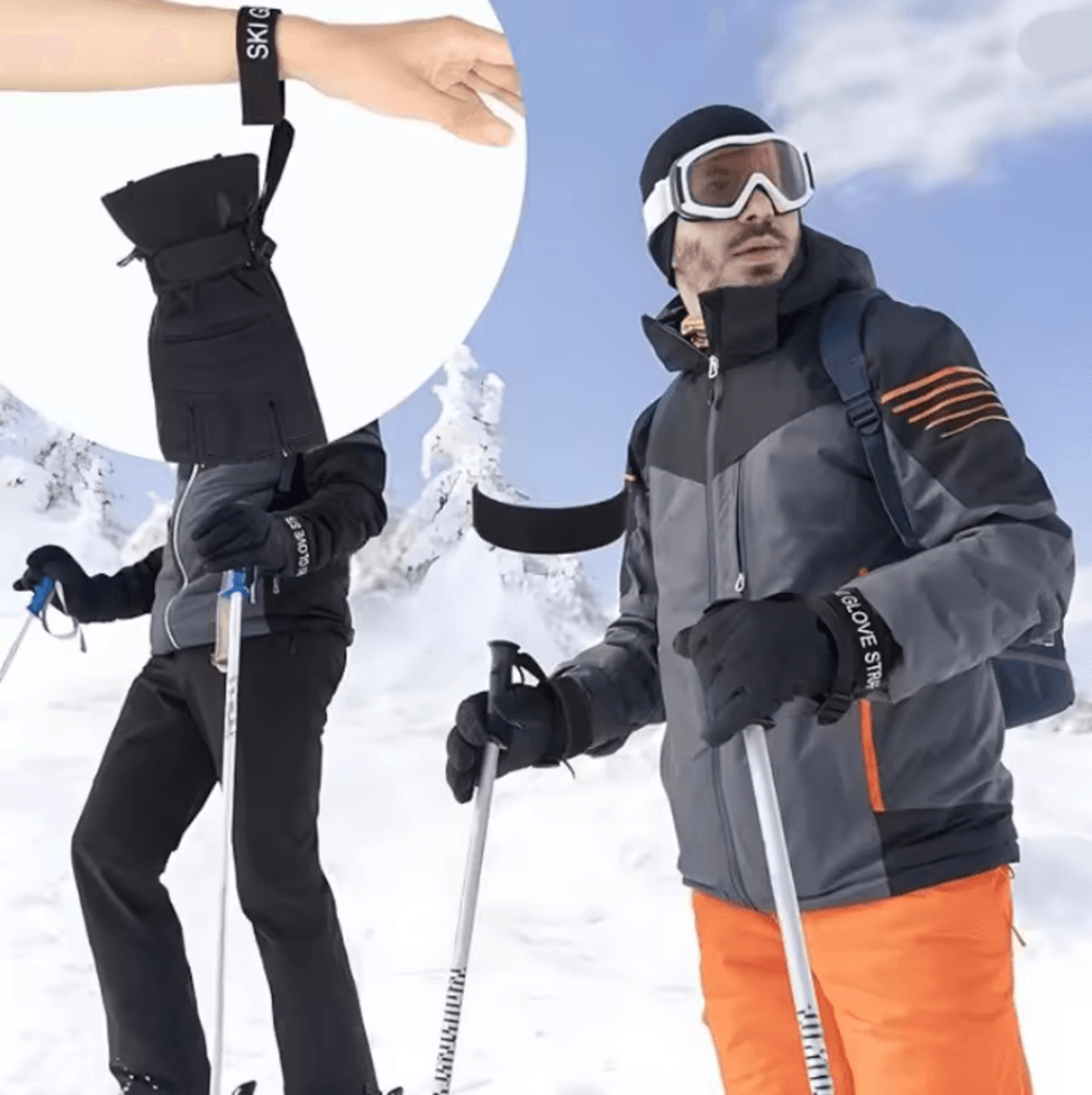 SecureGrip Ski Glove Safety Straps Elastic Wrist Leash For Winter Sports 3