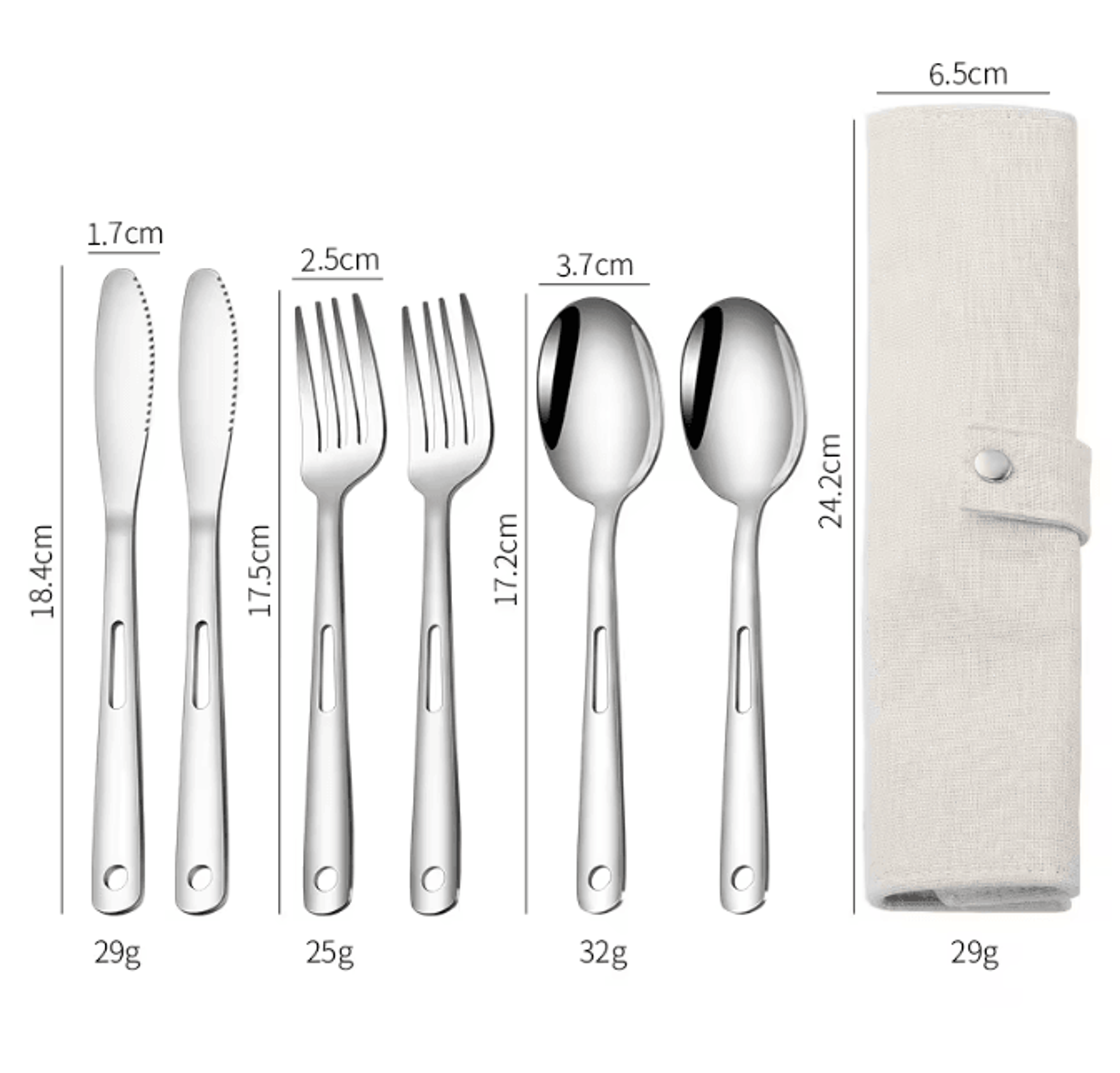 Stainless Steel Camping Cutlery Set Portable Spoon Fork Knife With Storage Bag 11