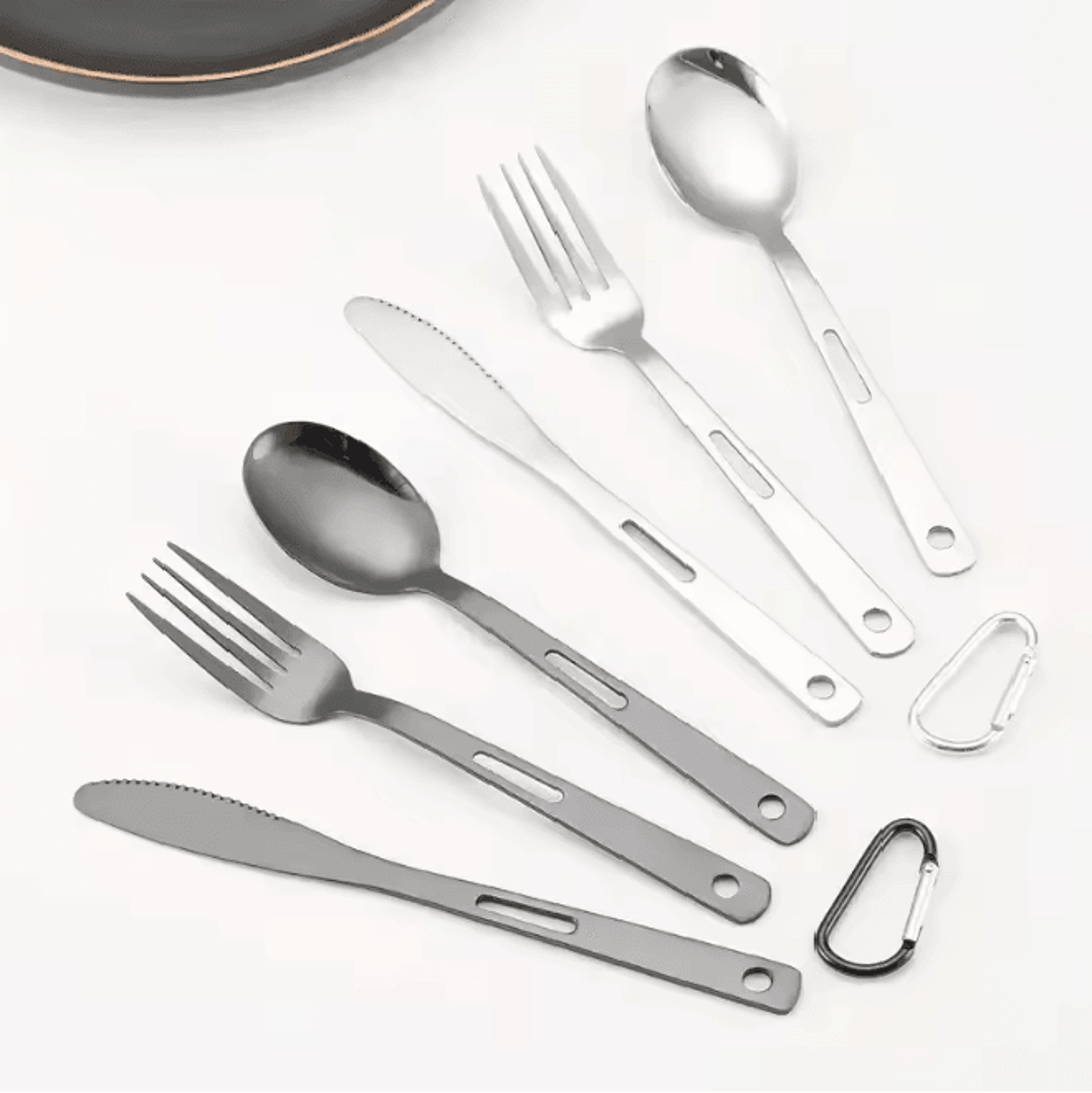 Stainless Steel Camping Cutlery Set Portable Spoon Fork Knife With Storage Bag 2