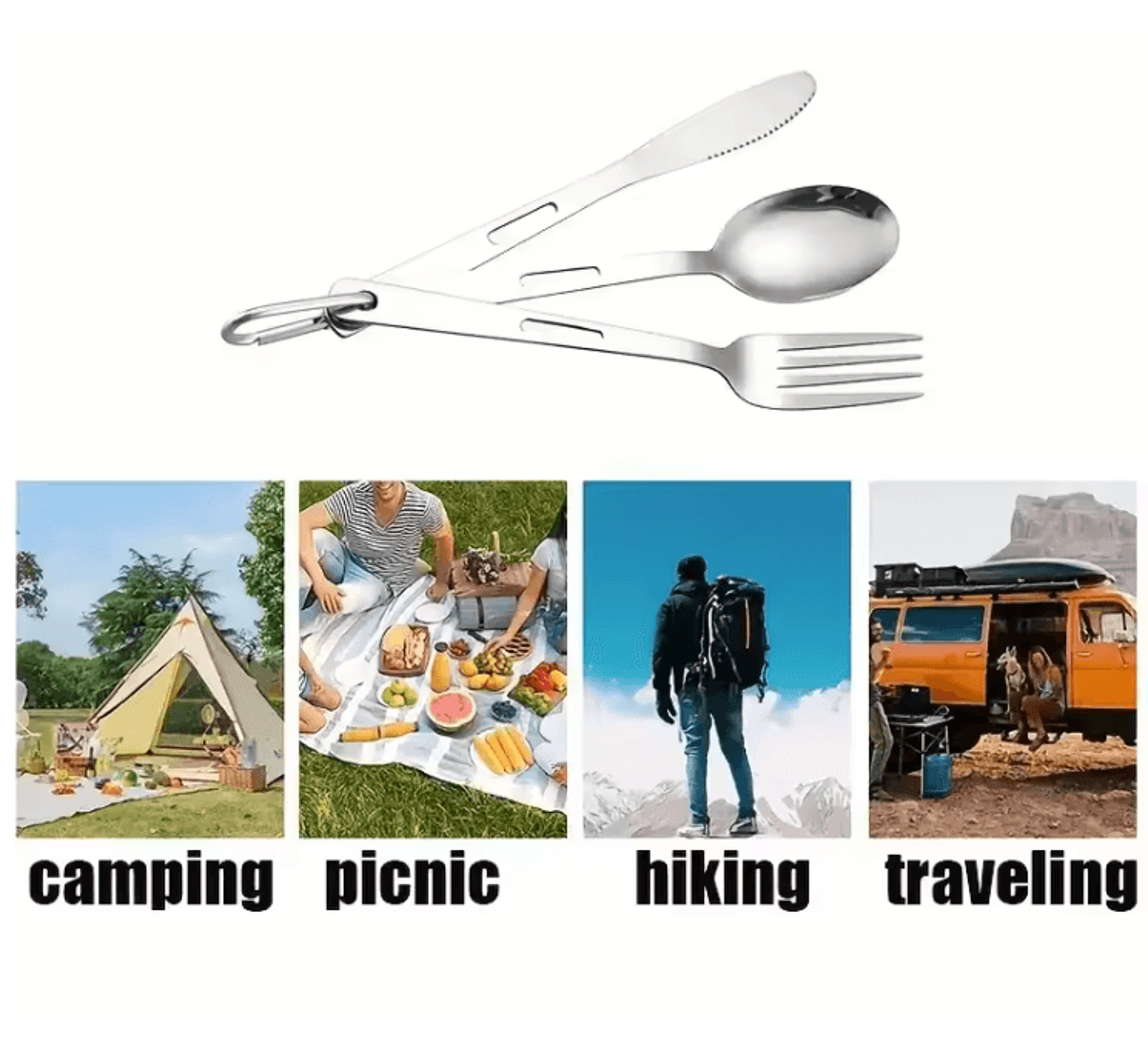 Portable Camping Cutlery Set Spoon Fork Knife For Travel And Outdoor Use 3