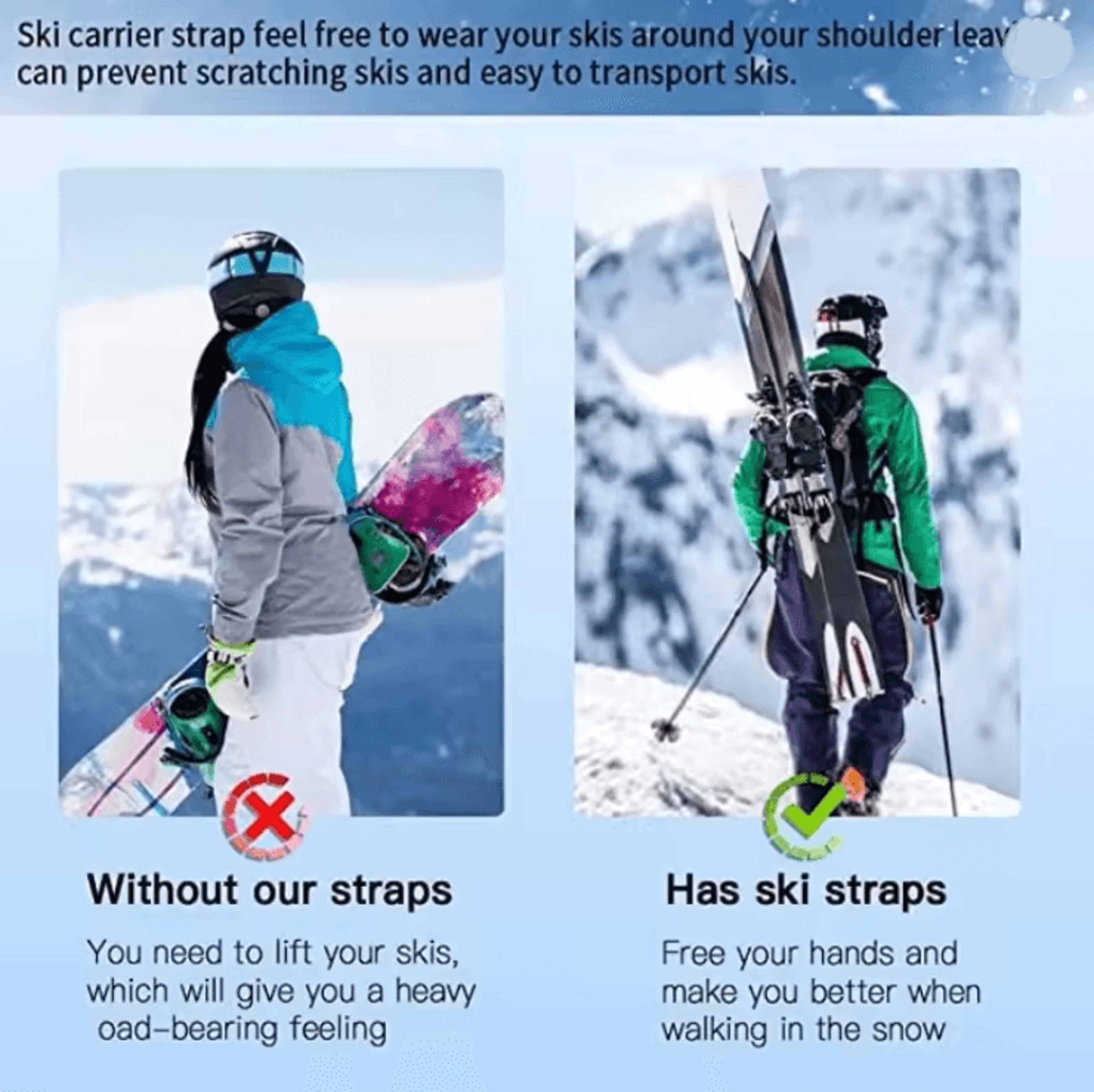 Adjustable Ski Shoulder Carry Strap For Skis Snowboard And Boots 4