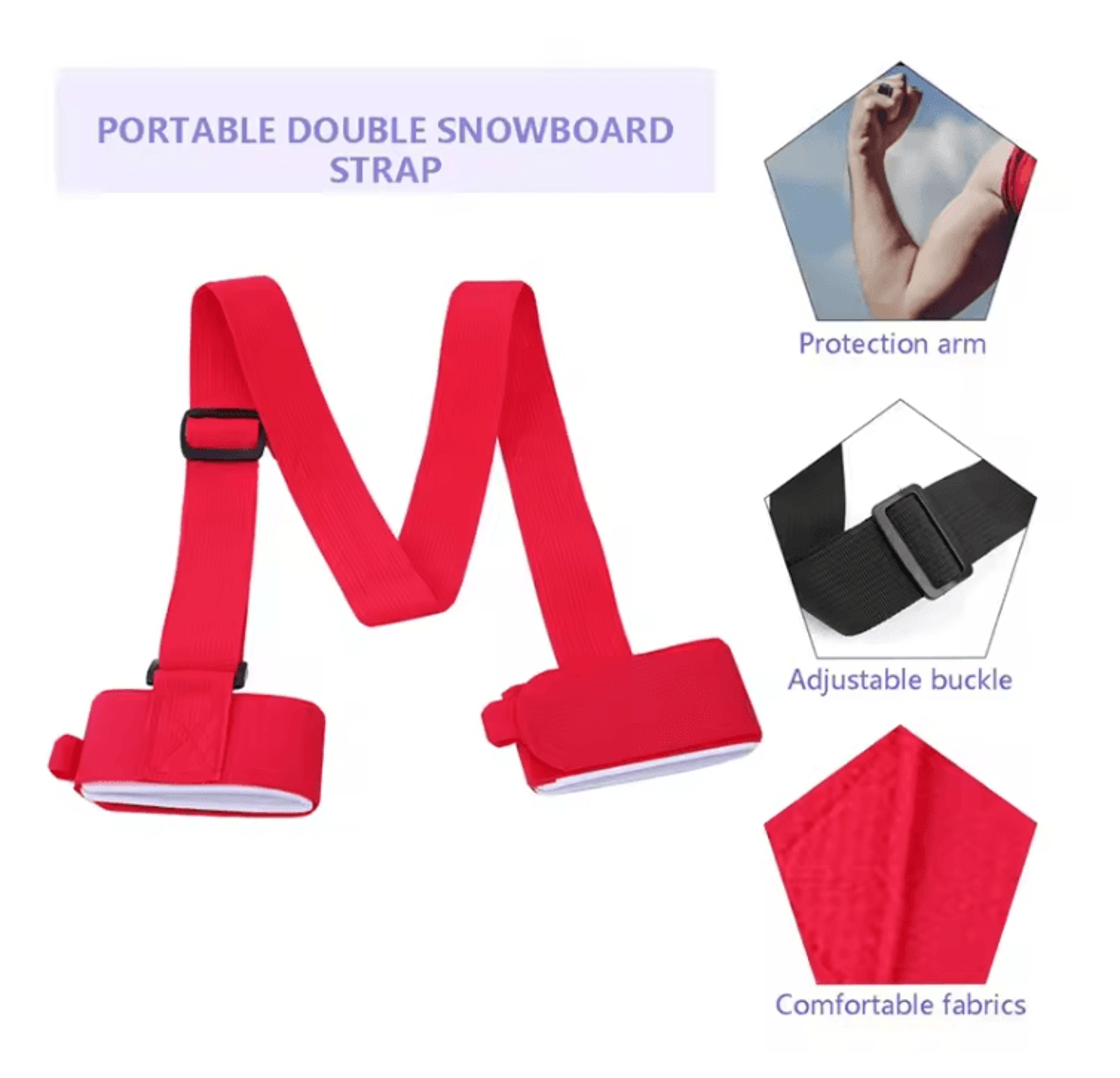 Adjustable Ski Pole Carry Strap Shoulder And Hand Carrier For Skiing 1