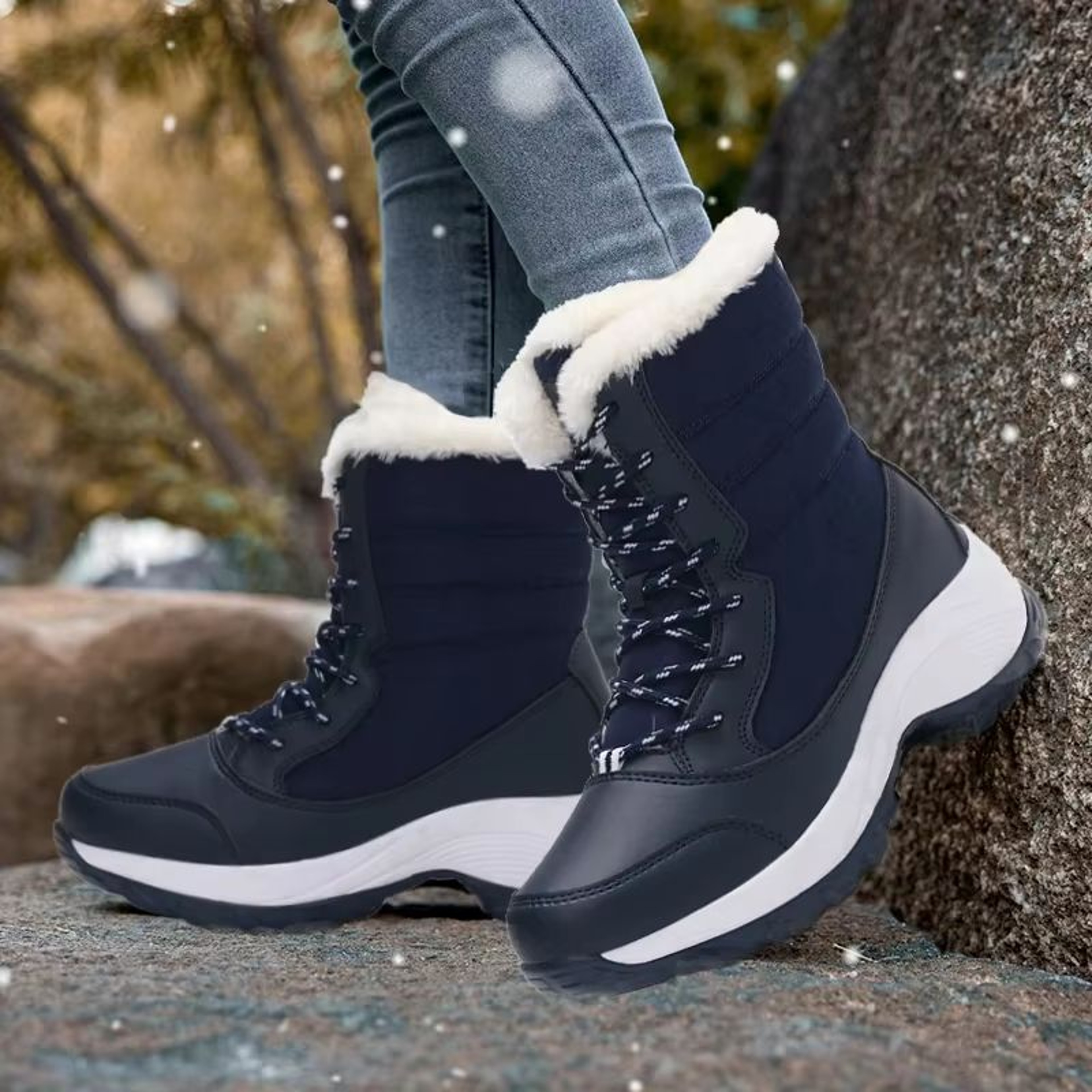 FrostStep Waterproof Womens Winter Platform Boots With Warm Fur Lining 0