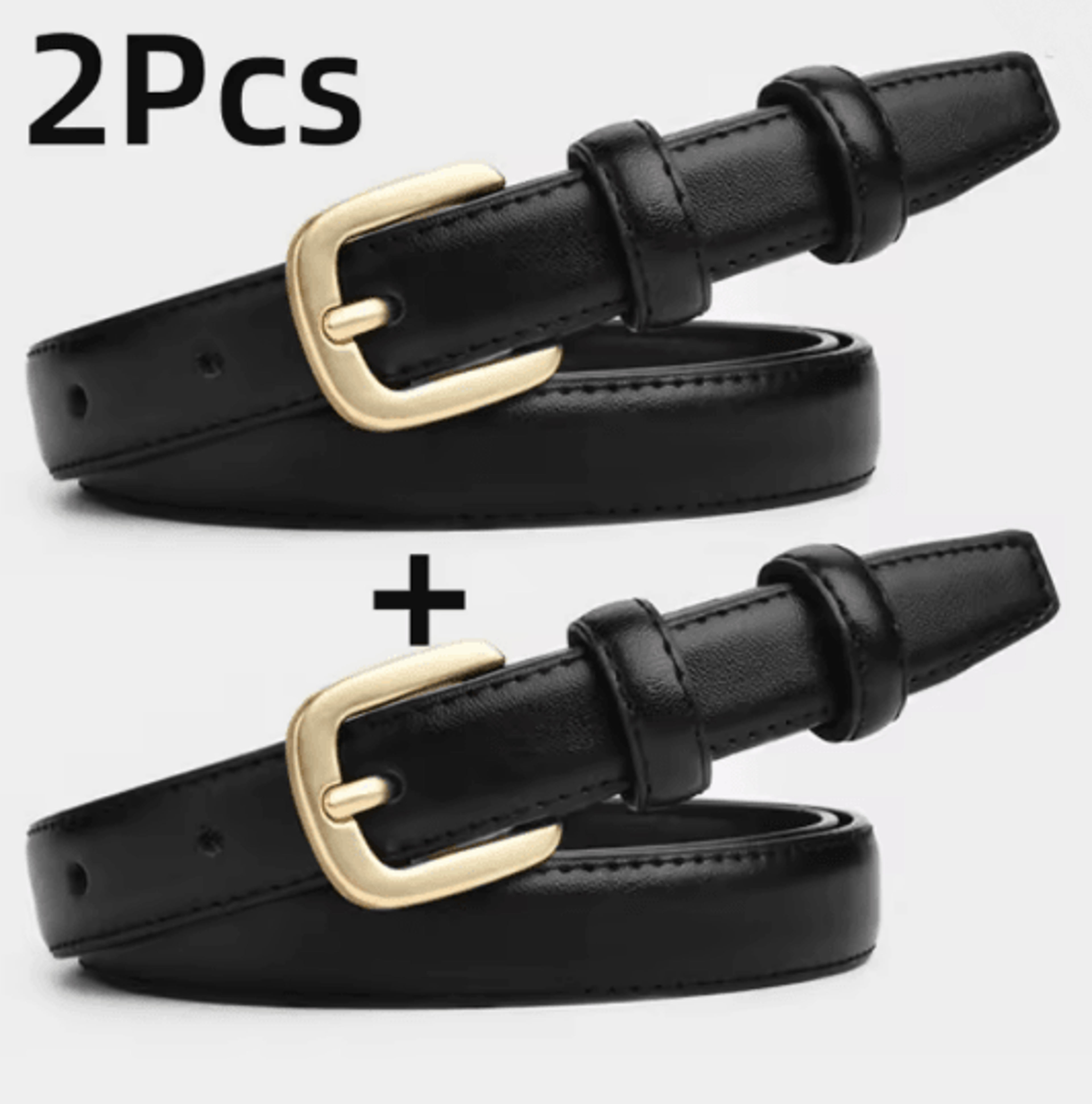 Mens Casual Leather Belt Set Classic Needle Buckle Double Loop 3