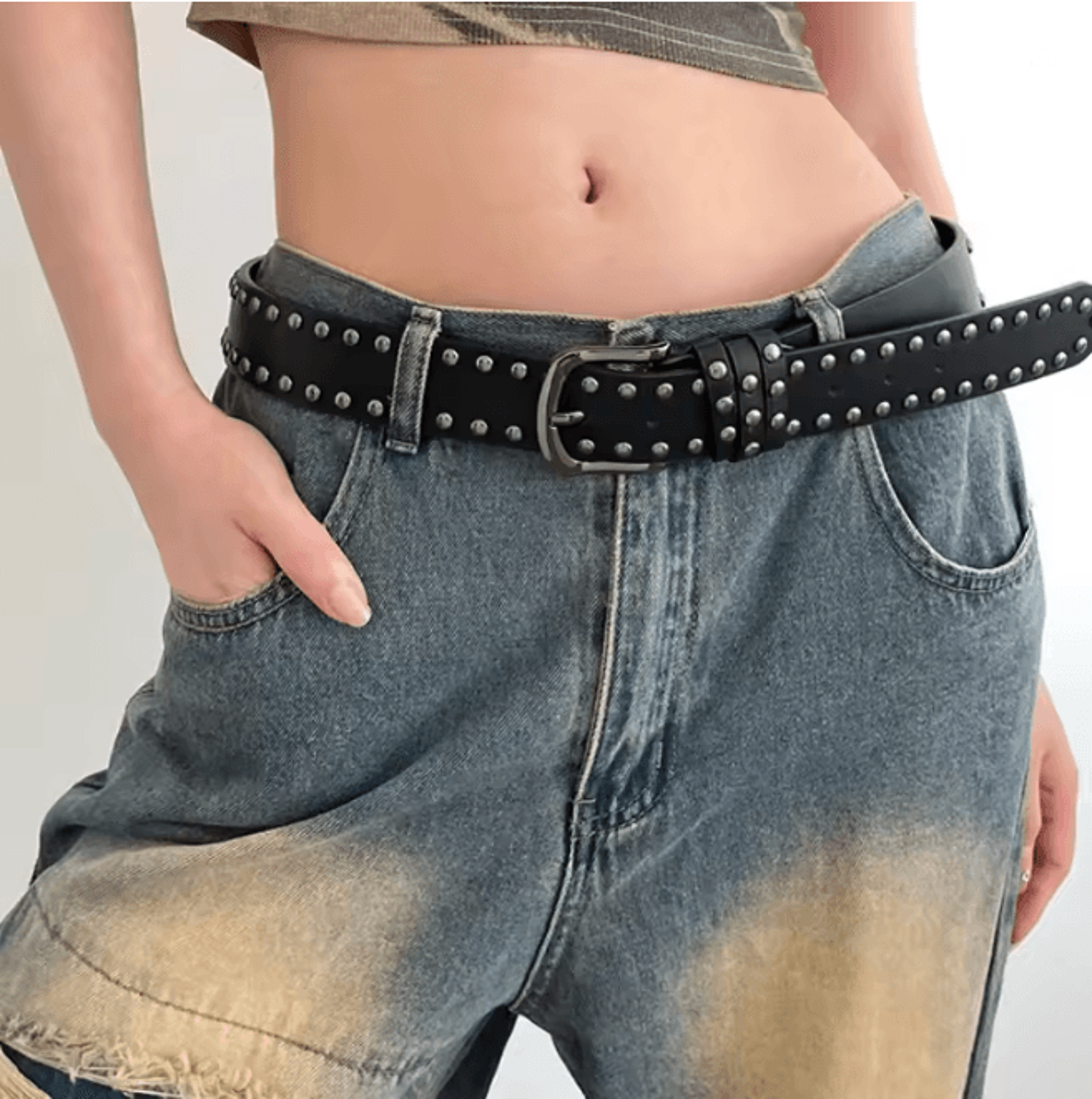 Black Rivet Womens Belt Fashion Jeans Waist Belt With Statement Design 0