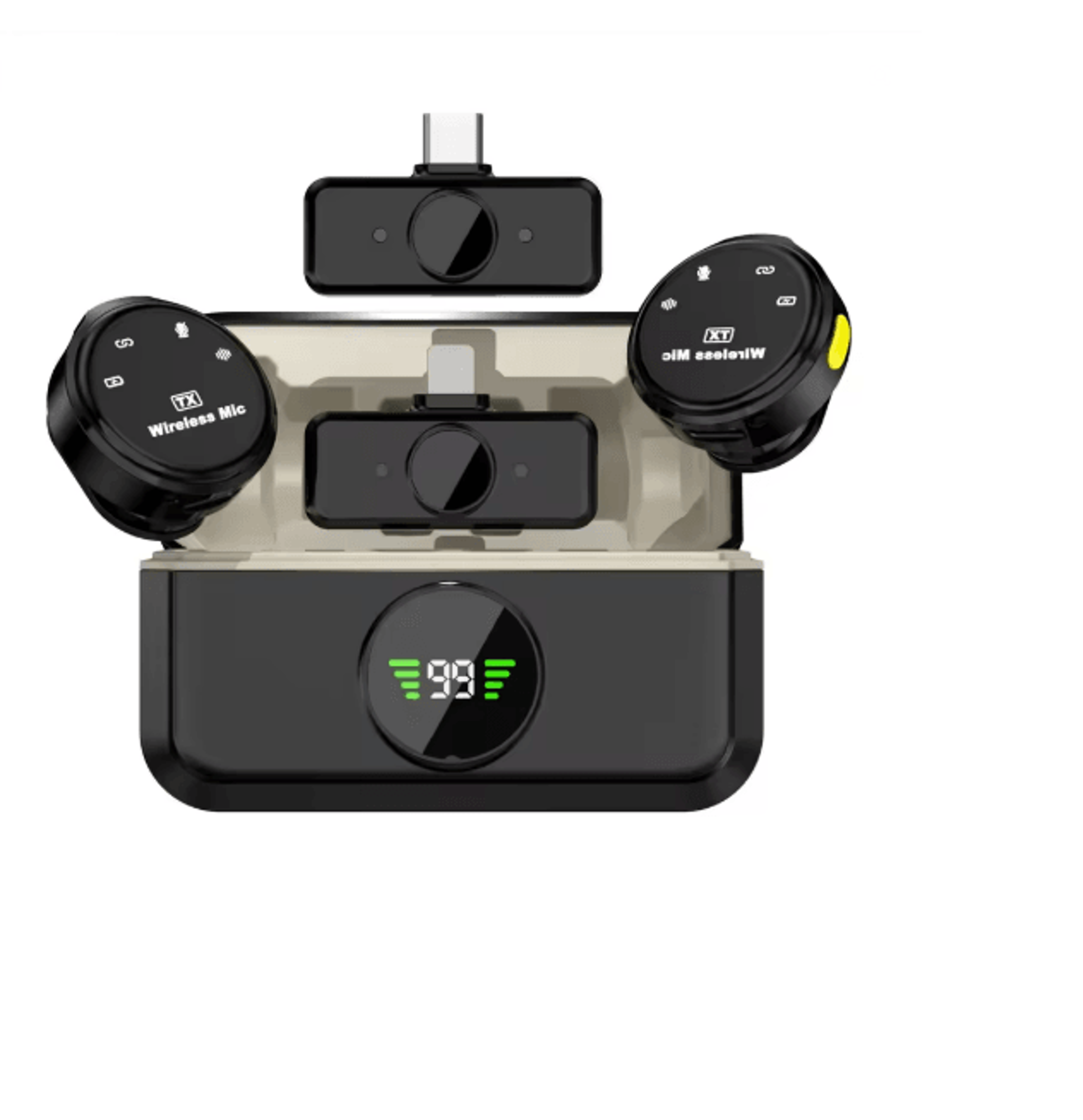 Wireless Lavalier Microphone Magnetic Noise Reduction Charging Case Mic 5