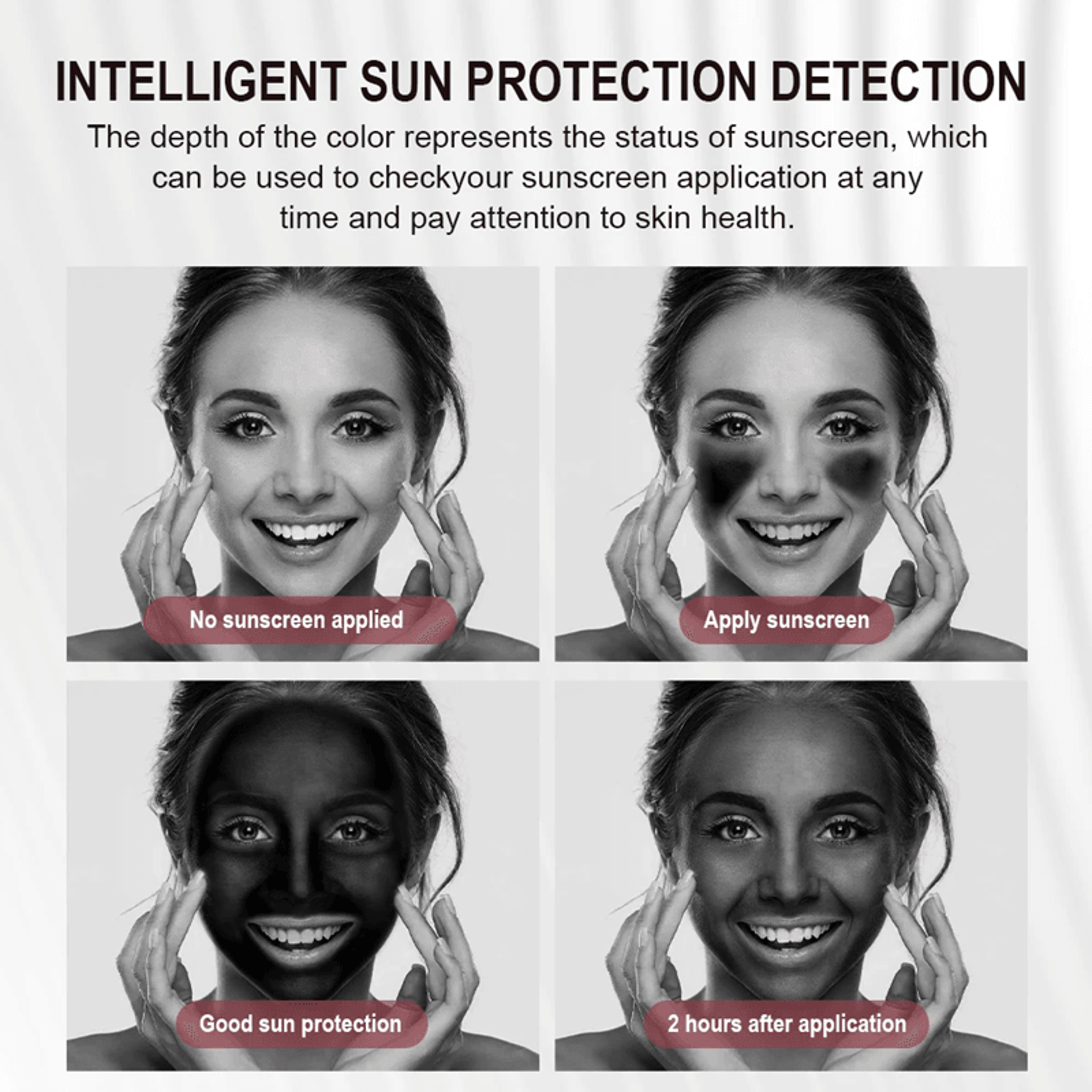 Smart UV Sunscreen Makeup Mirror With LED Light And Sunscreen Detection 2