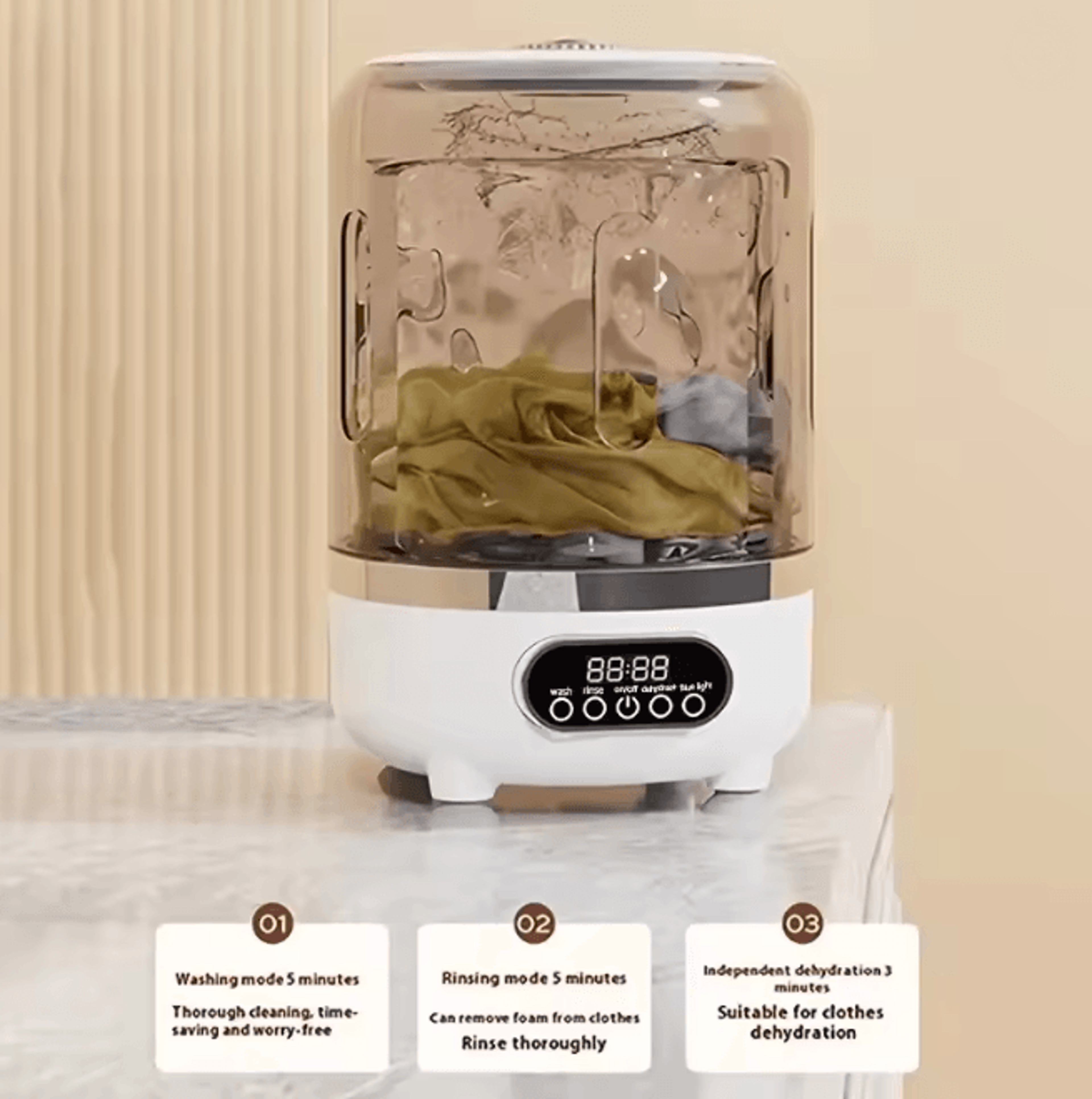 Mini Portable Washing Machine USB Rechargeable Turbo Cleaner For Small Laundry 2