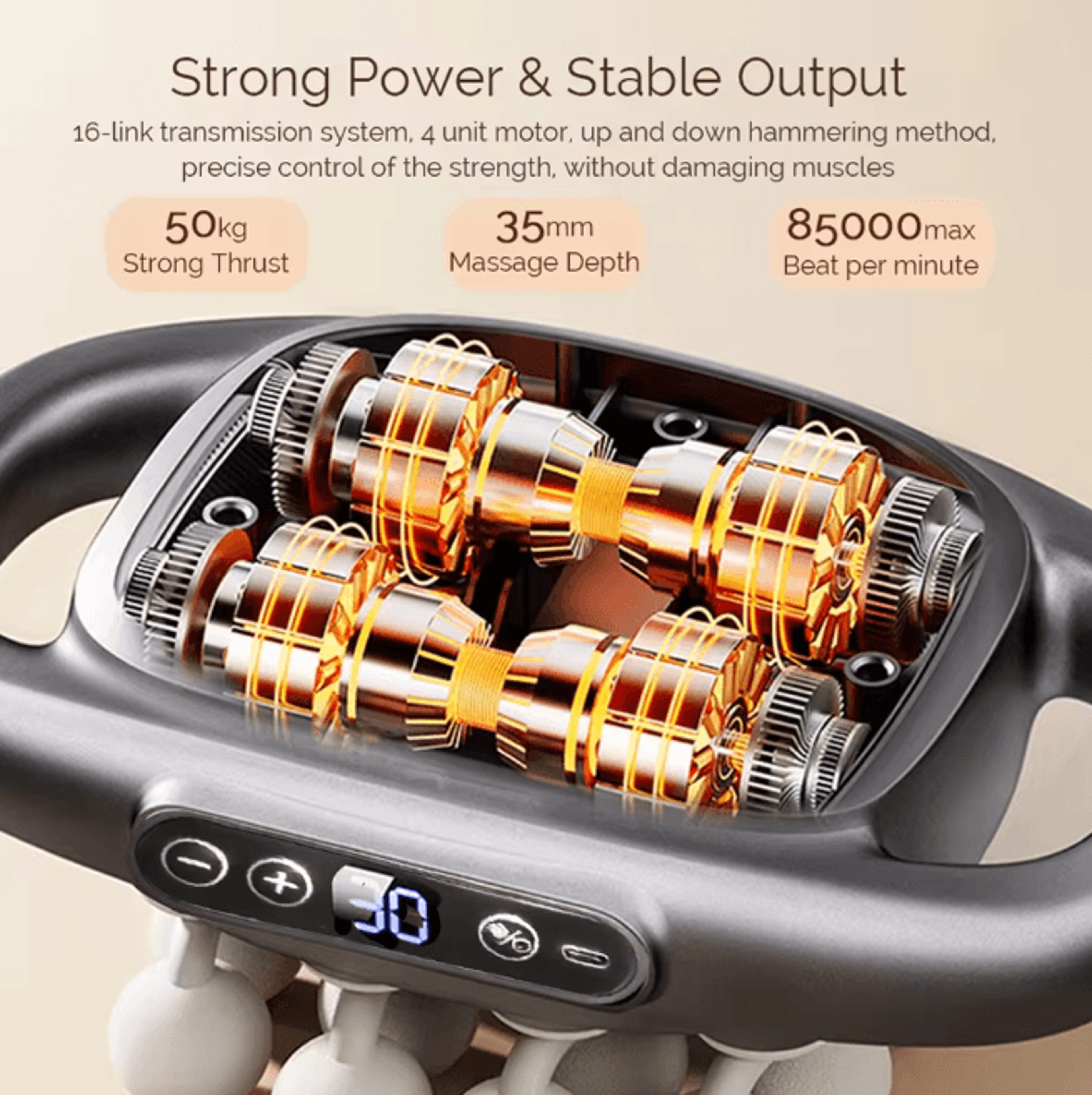 Deep Tissue Massage Gun Electric Muscle Massager With 16 Heads 3