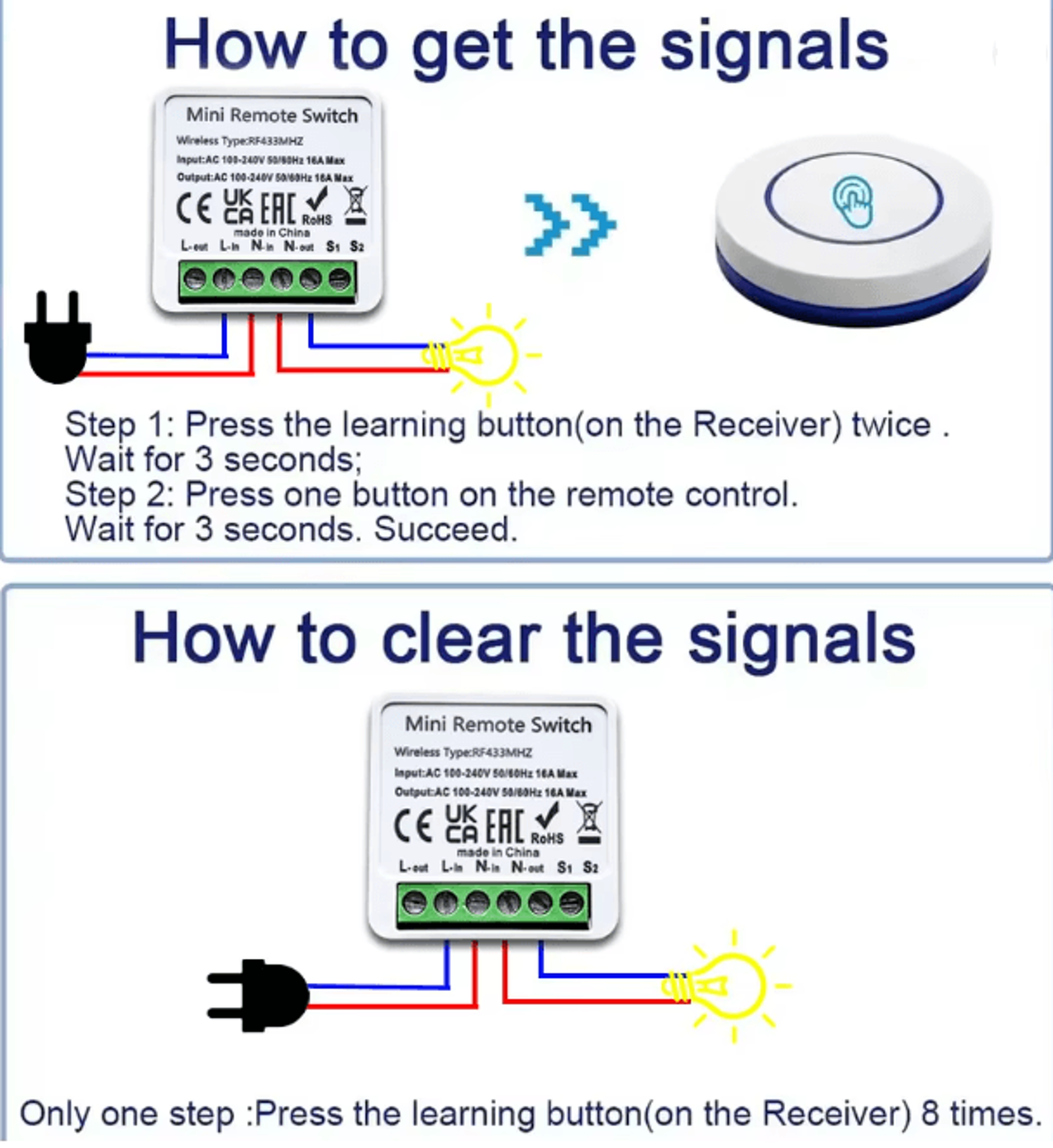 Wireless Remote Light Switch 433MHz Smart Control Module For Home DIY 2