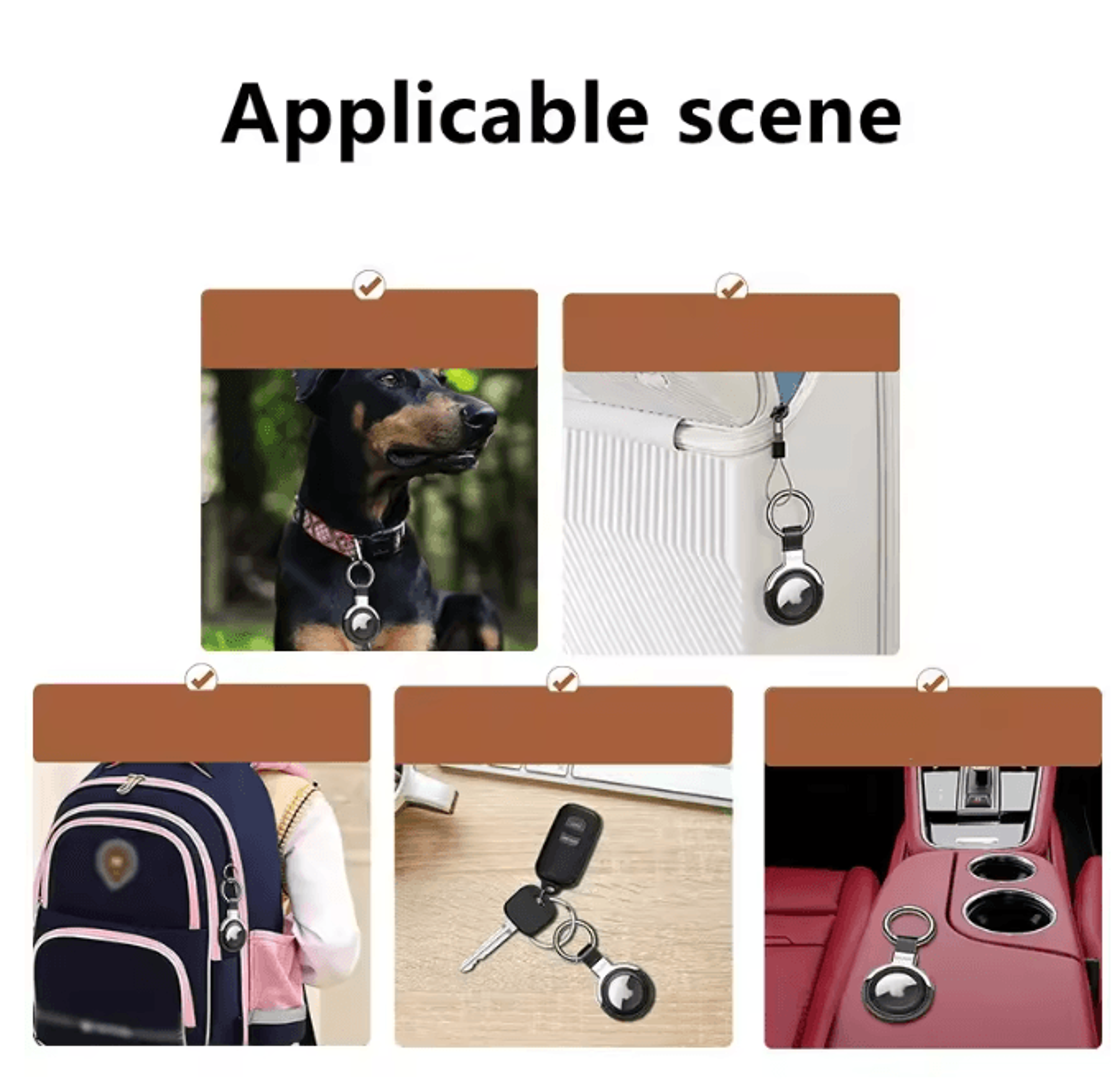 Leather AirTag Case With Keychain Protective Holder For Keys Bags And Pets 3