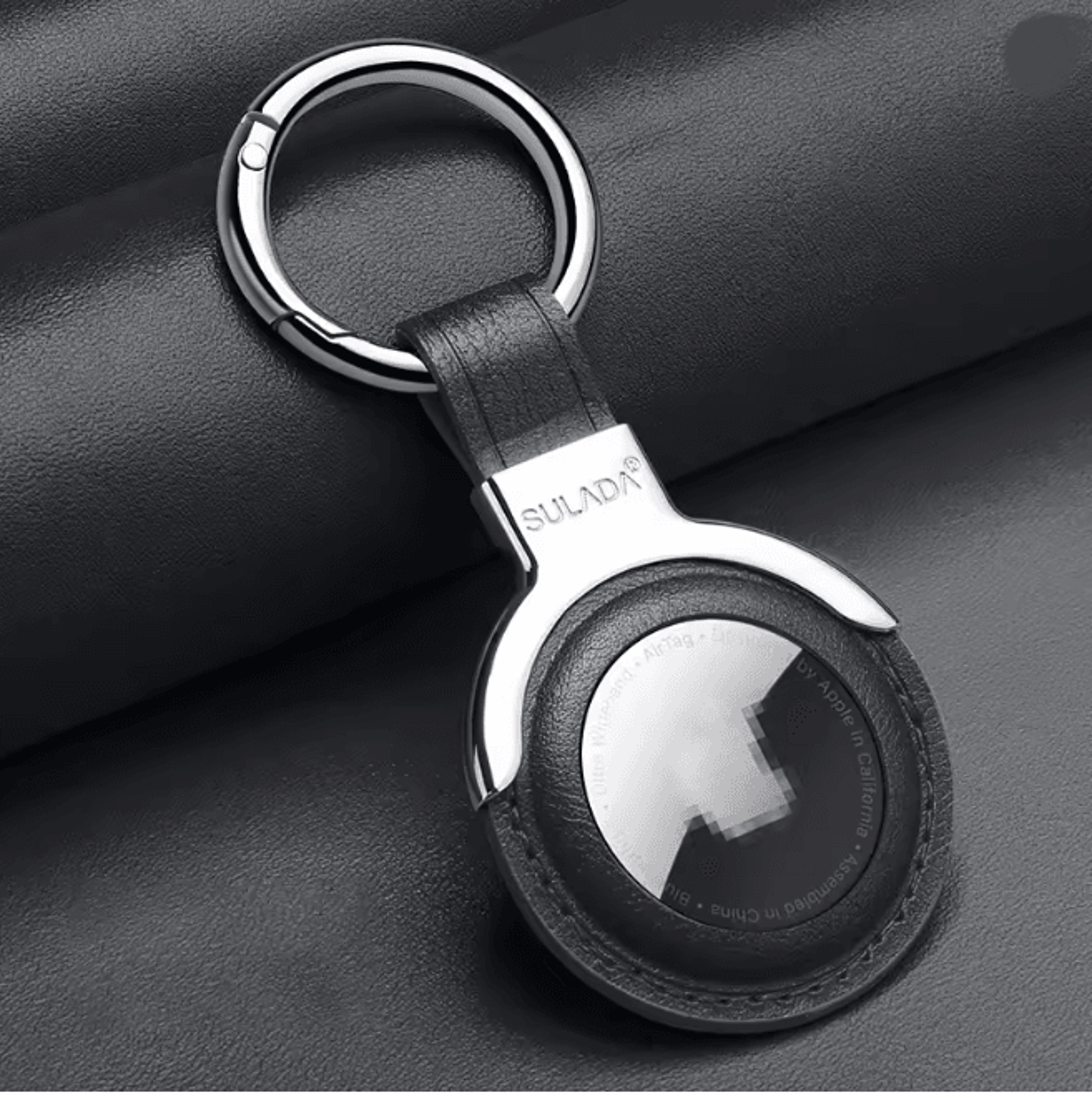 Leather AirTag Case With Keychain Protective Holder For Keys Bags And Pets 4