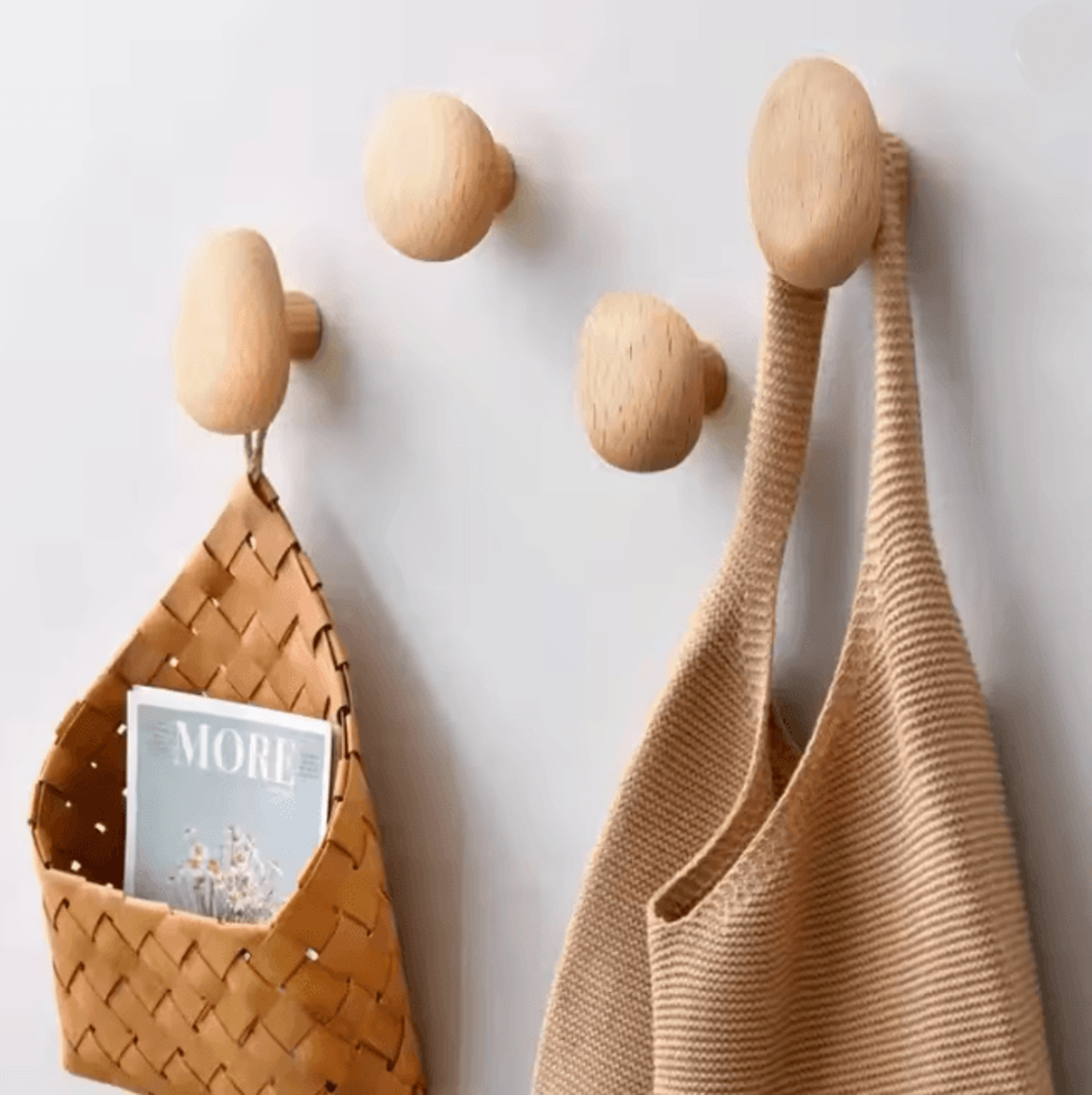 Scandinavian Solid Wood Wall Hook Pebble Style Coat Hanger 2