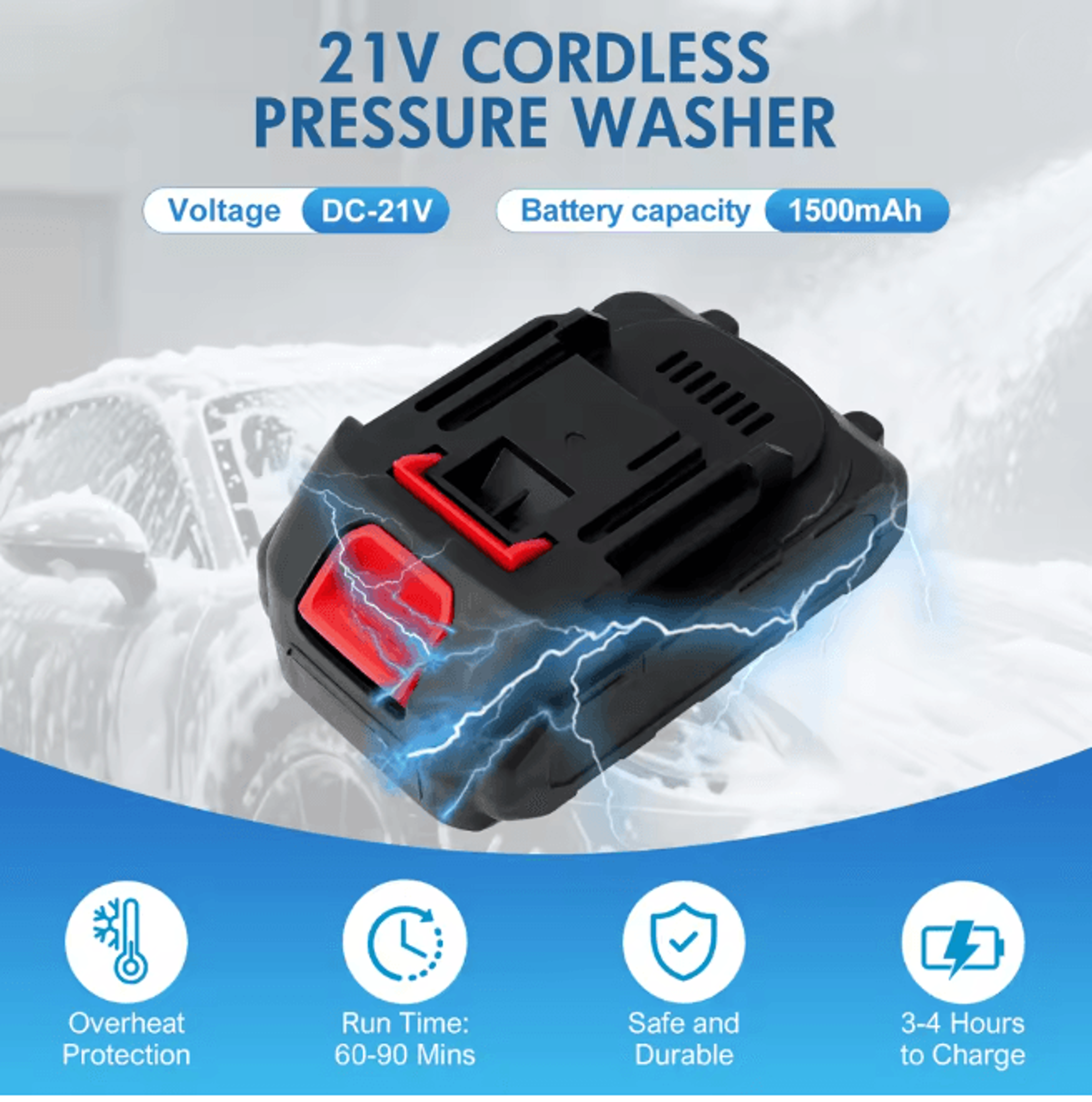 Cordless Pressure Washer Gun Portable High Power Electric Cleaner With Battery 1
