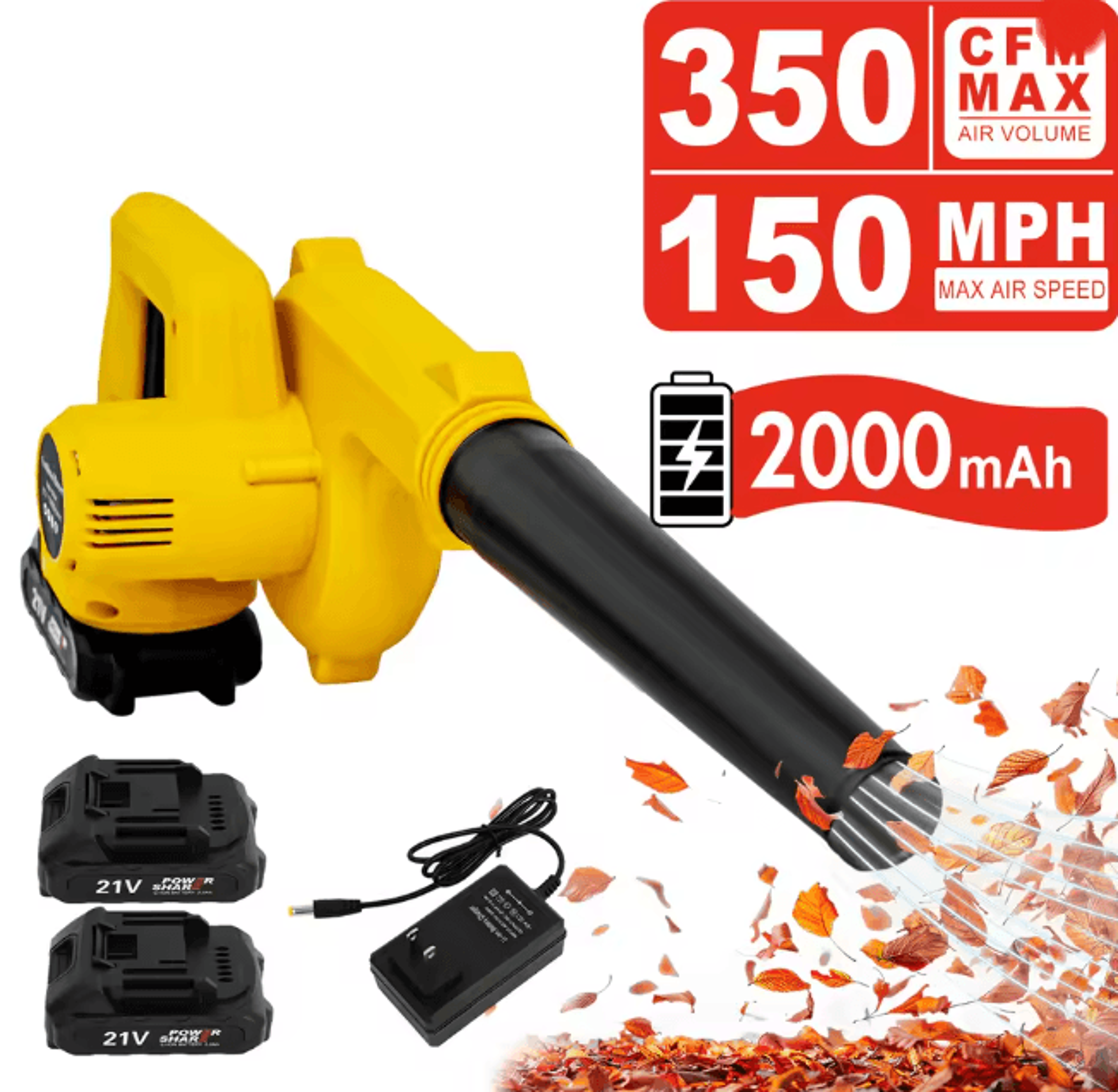 Cordless Leaf Blower 21V Portable Lawn And Debris Cleaner With Battery 0