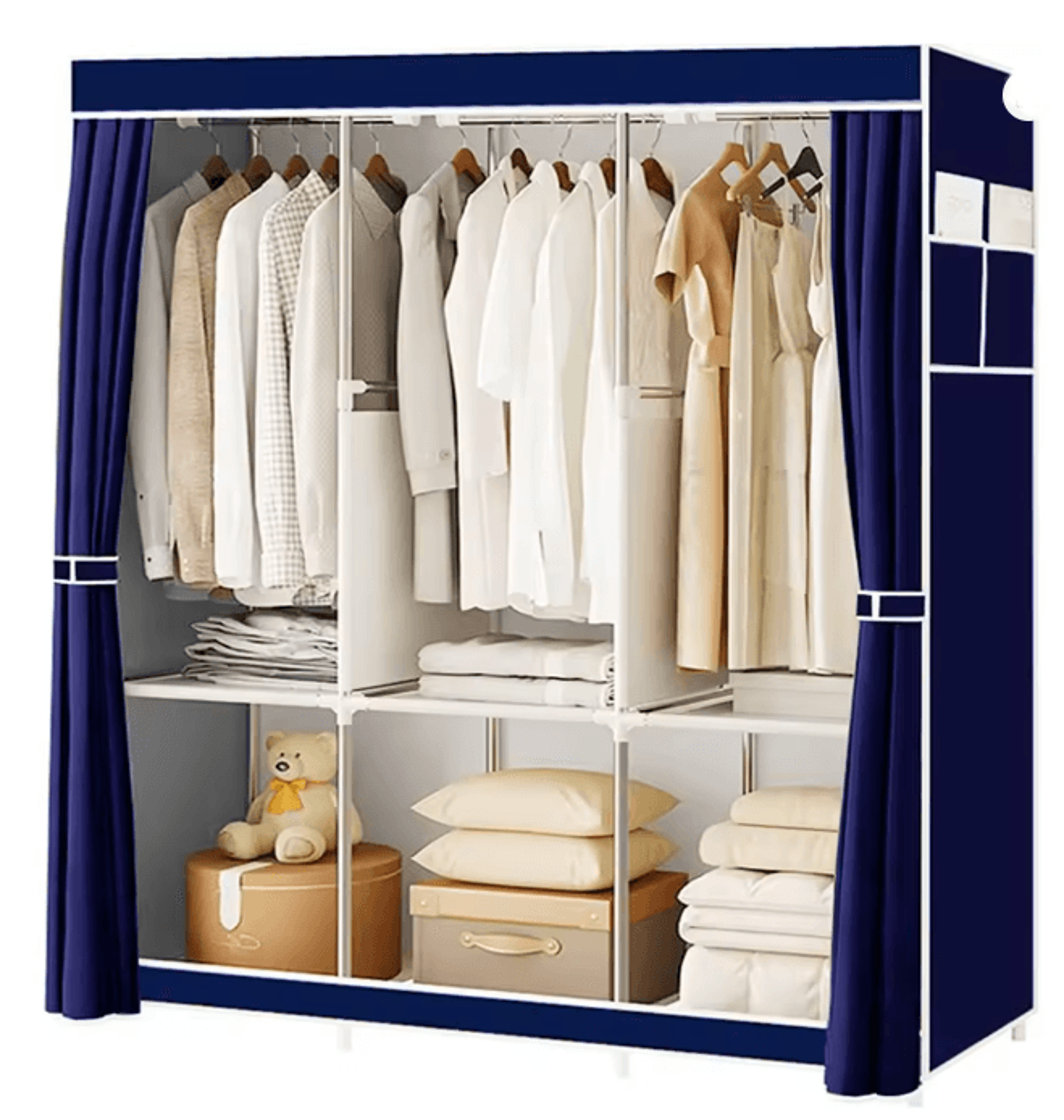 Portable Closet Wardrobe Organizer Storage Rack With Fabric Cover 9