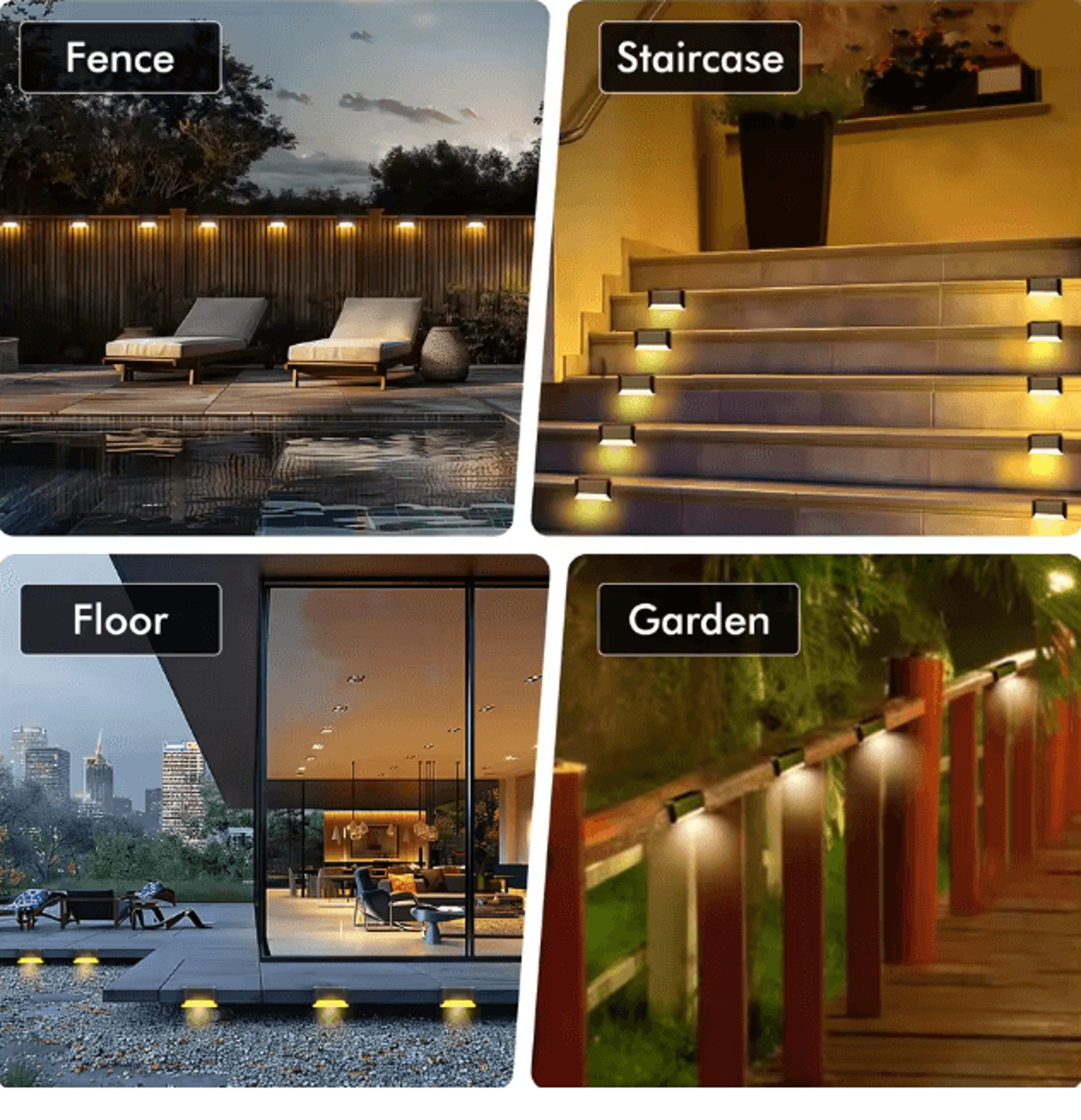 Solar Deck Lights Outdoor Waterproof LED Step Lights 4 Pack Warm White 2
