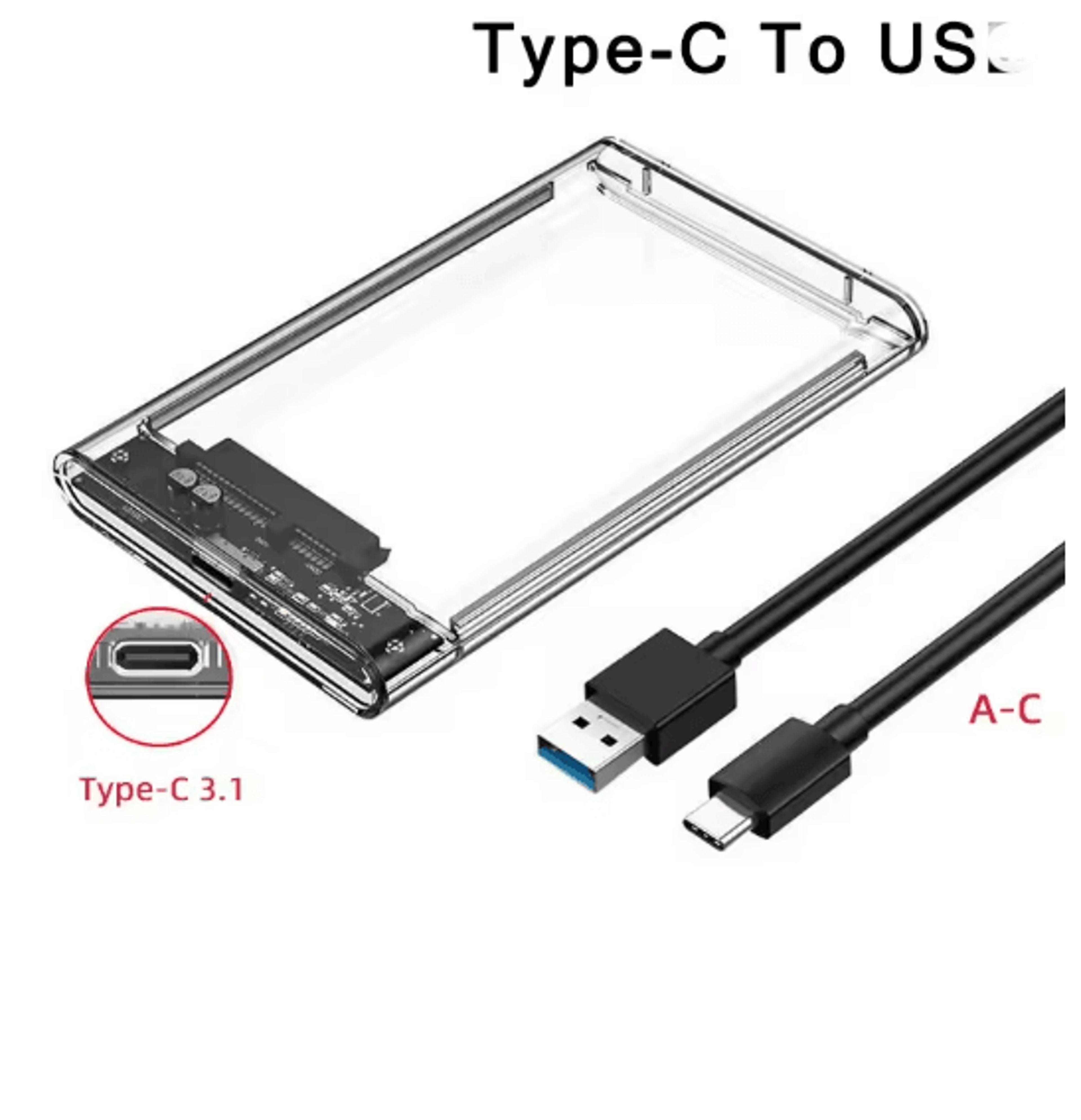 Transparent External Hard Drive Enclosure For 25 Inch SSD And HDD 5