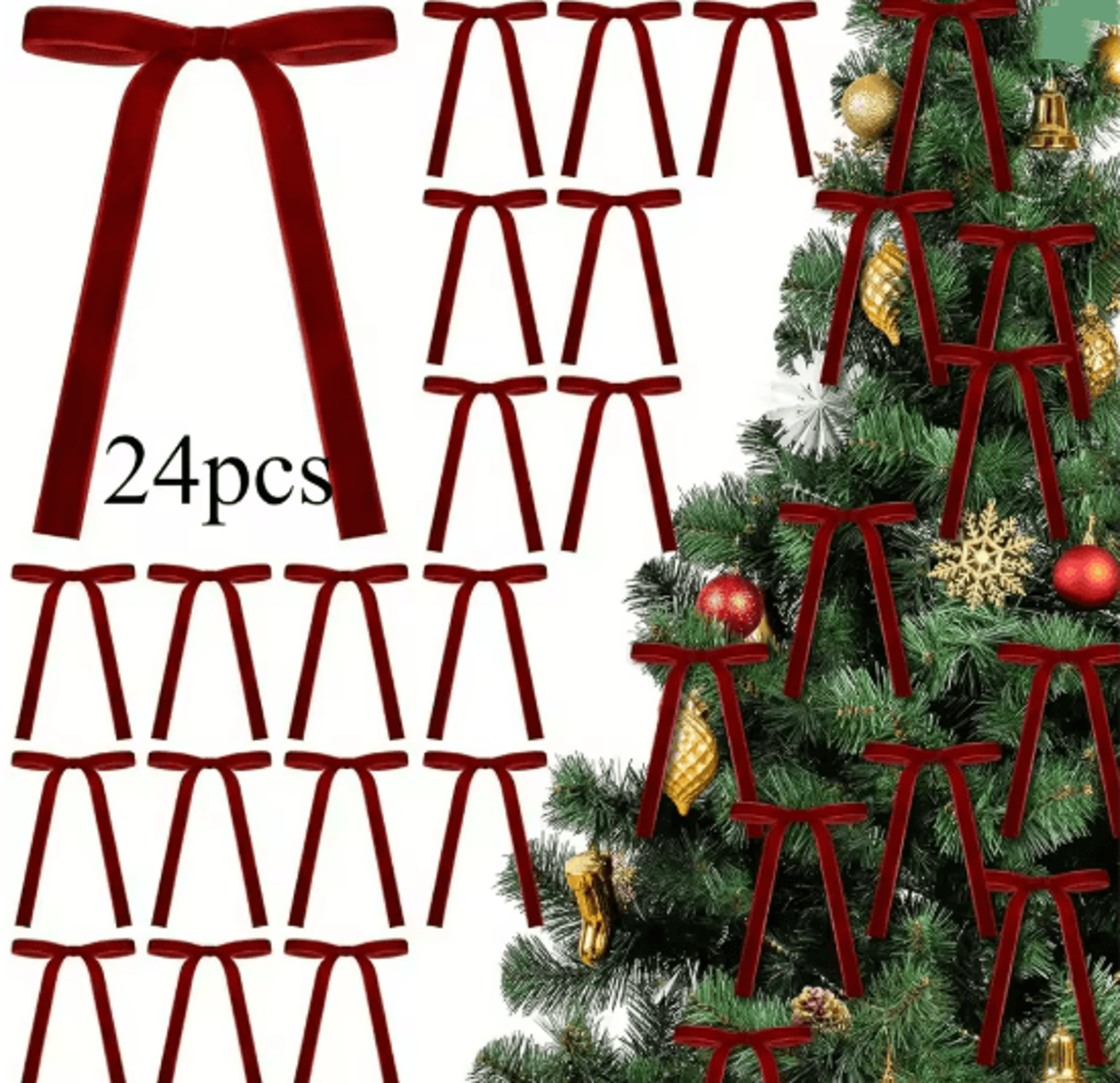Velvet Christmas Bow Set For Tree And Holiday Decor 3