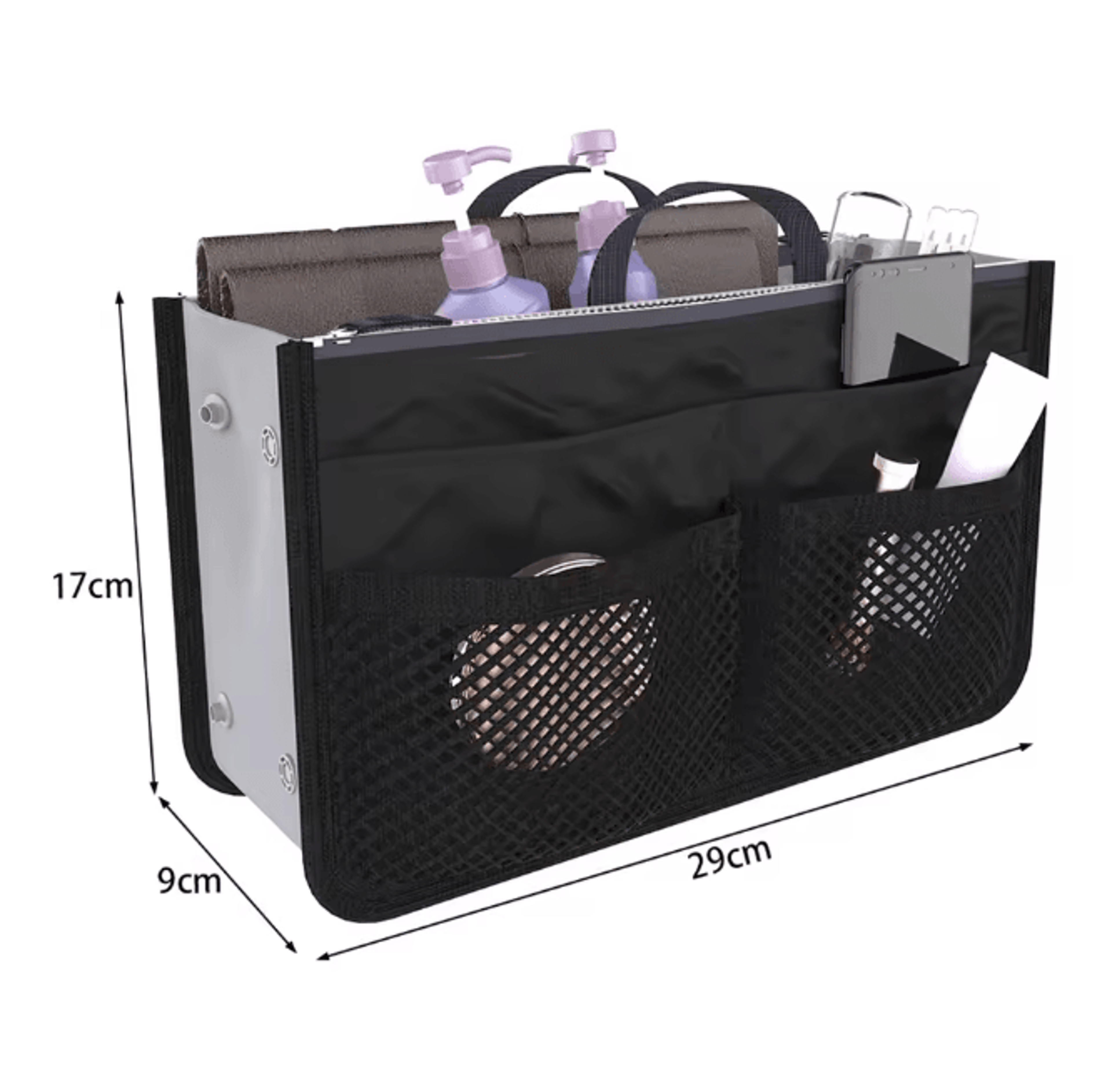 OrganizeEase Handbag Insert Organizer Nylon Purse Liner Travel Tote 2