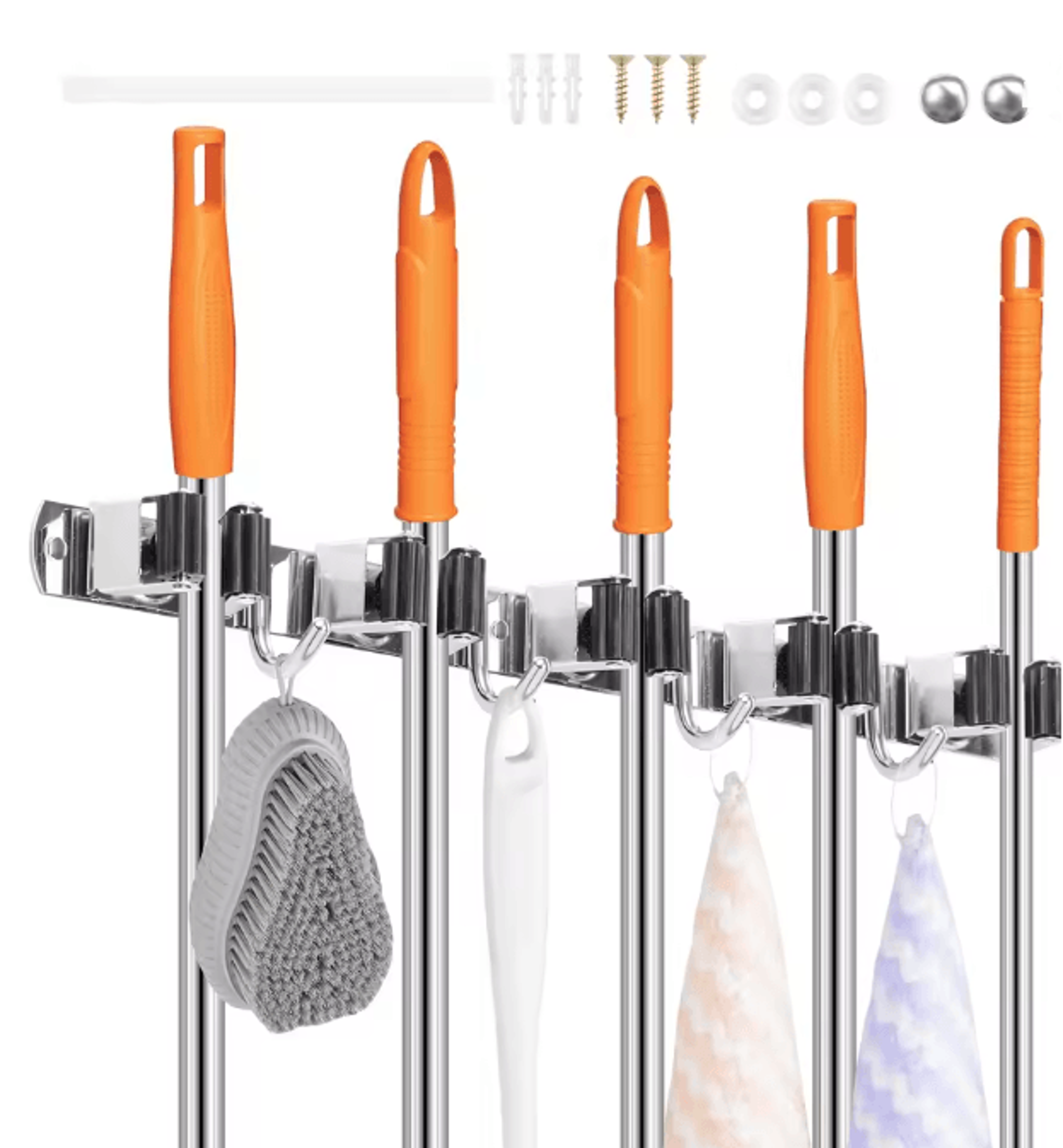 SteelHold Wall Mounted Mop And Broom Organizer Stainless Steel Holder 0