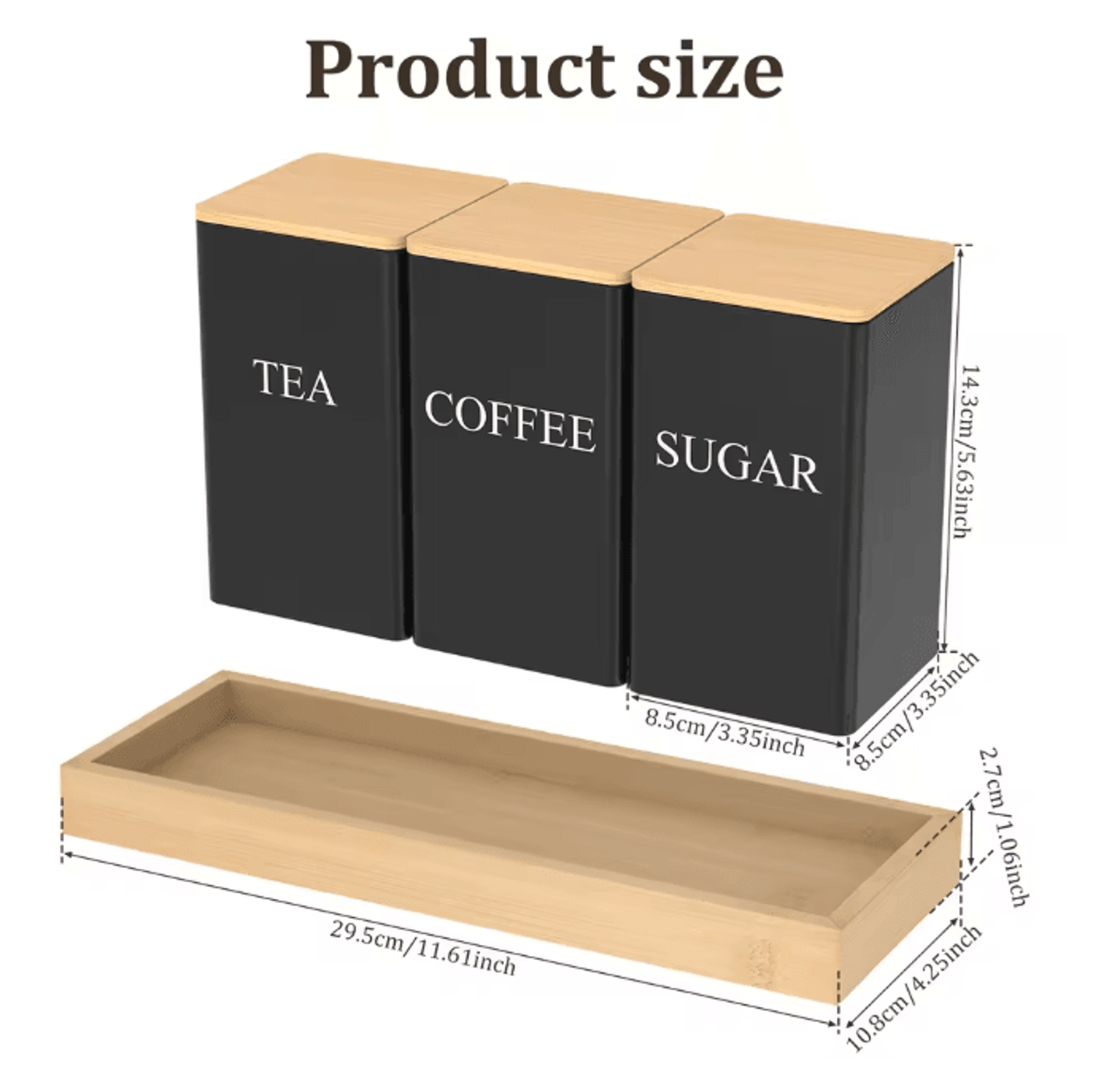 FreshSeal Coffee Storage Canisters Bamboo Lid Metal Kitchen Jar Set 9