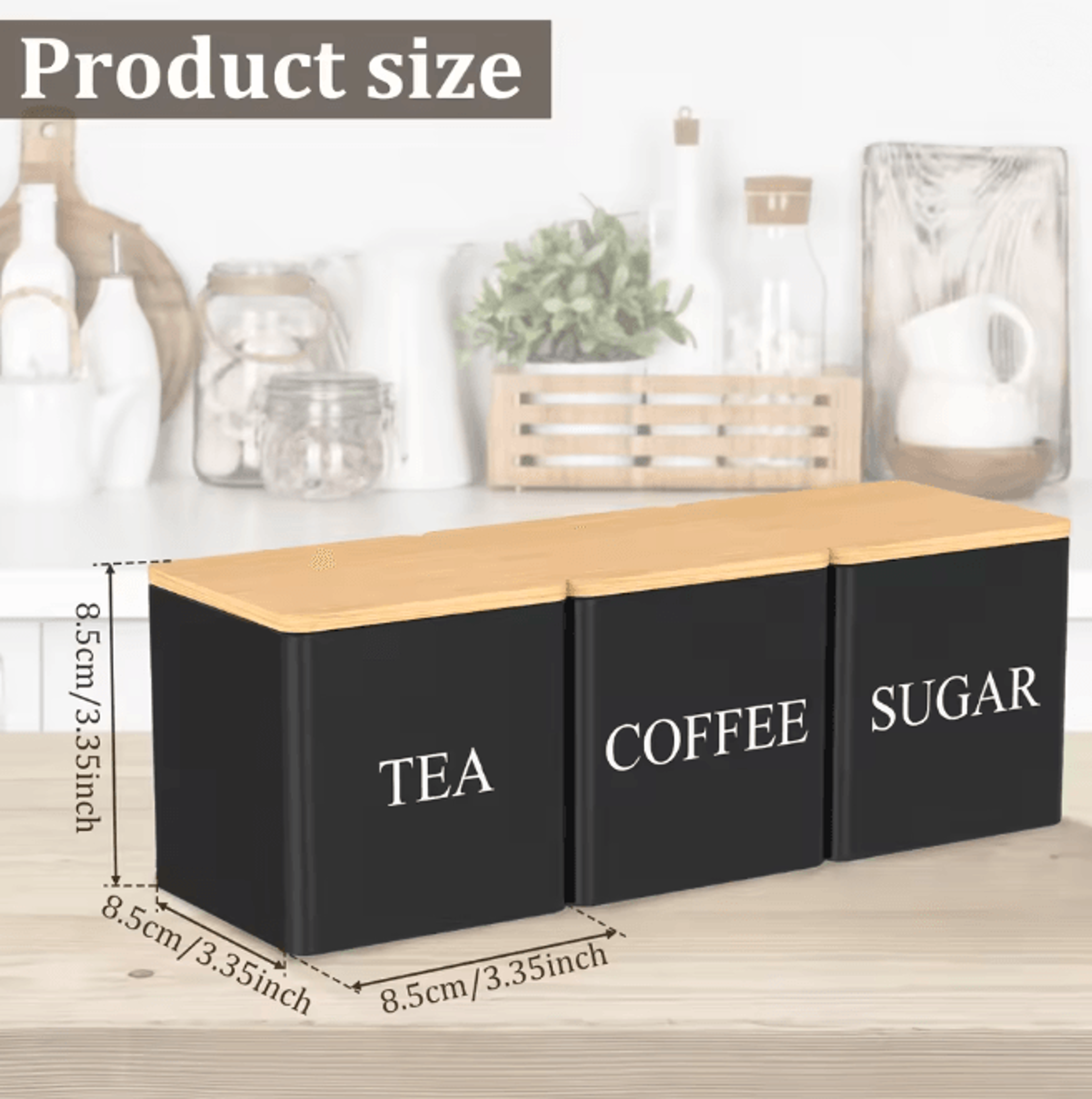 FreshSeal Coffee Storage Canisters Bamboo Lid Metal Kitchen Jar Set 11