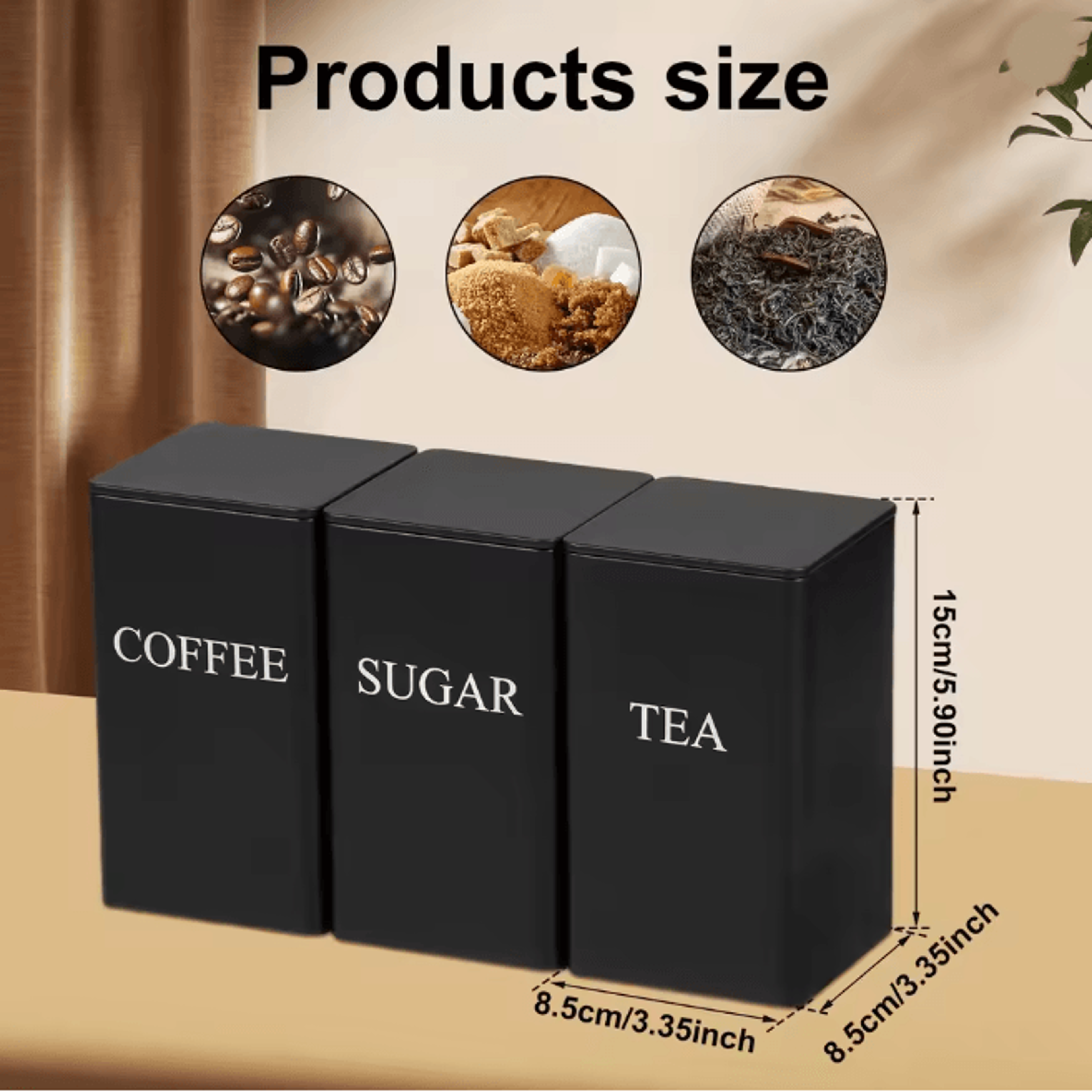 FreshSeal Coffee Storage Canisters Bamboo Lid Metal Kitchen Jar Set 3