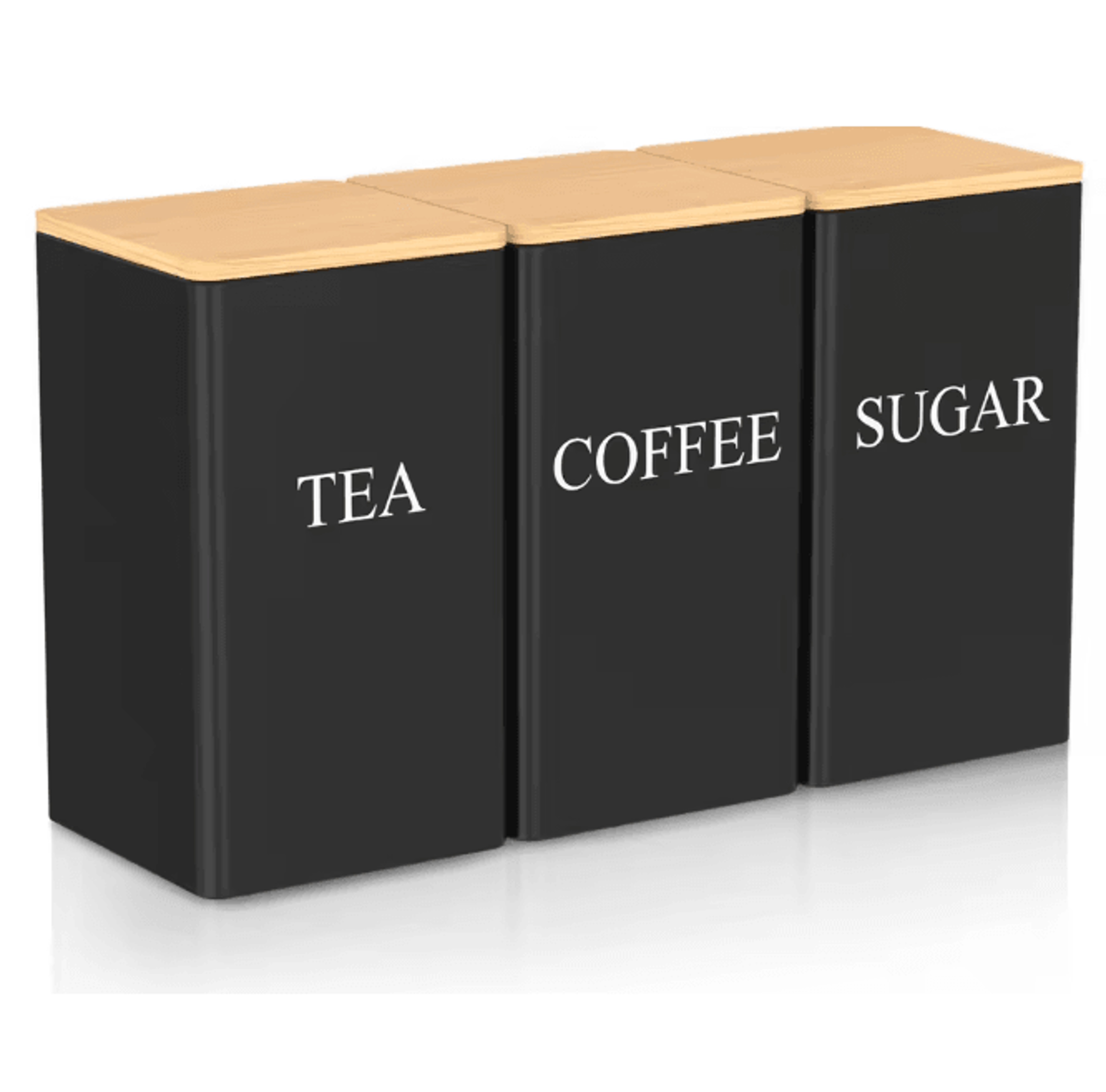 FreshSeal Coffee Storage Canisters Bamboo Lid Metal Kitchen Jar Set 5