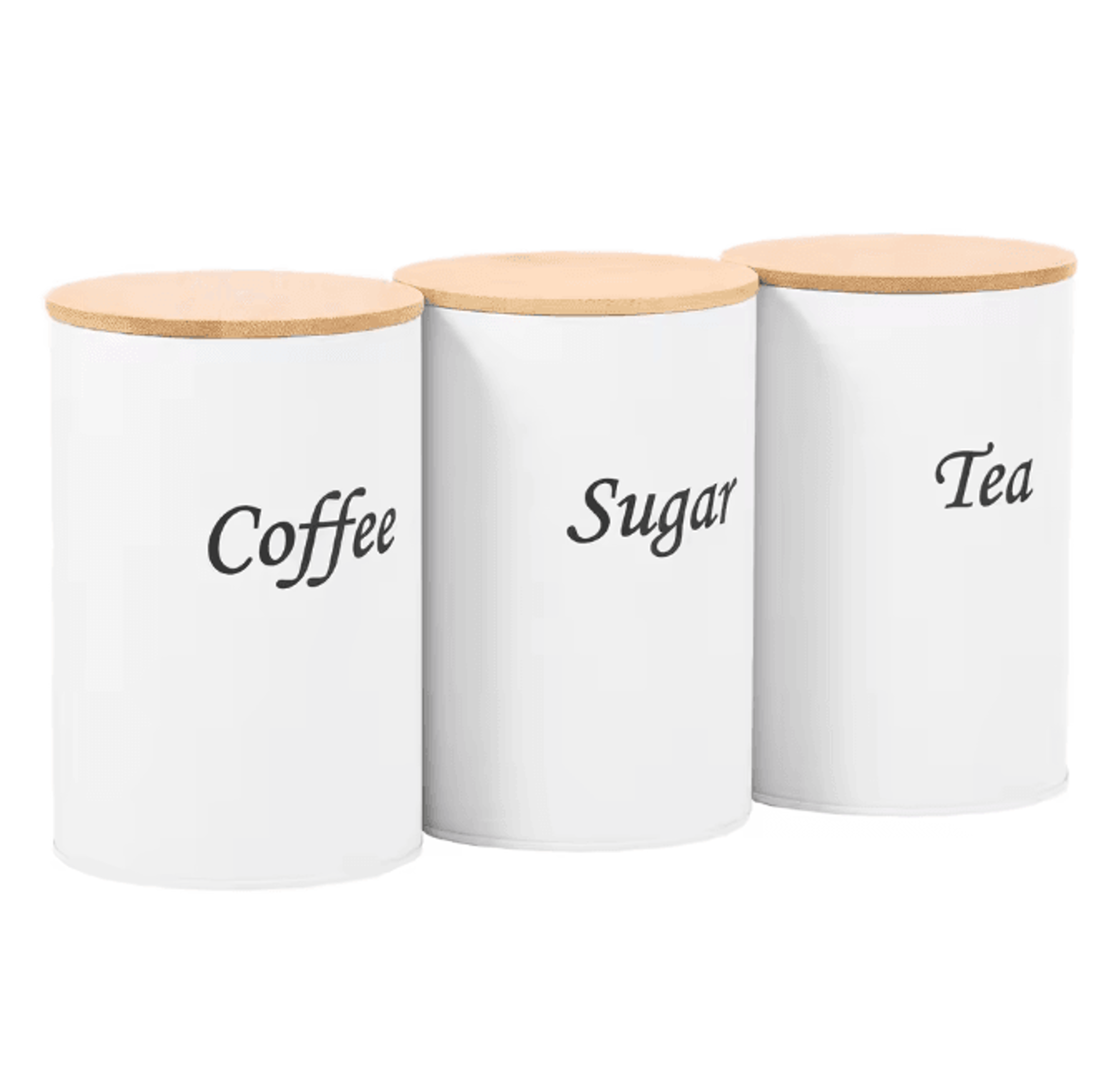 FreshSeal Coffee Storage Canisters Bamboo Lid Metal Kitchen Jar Set 6