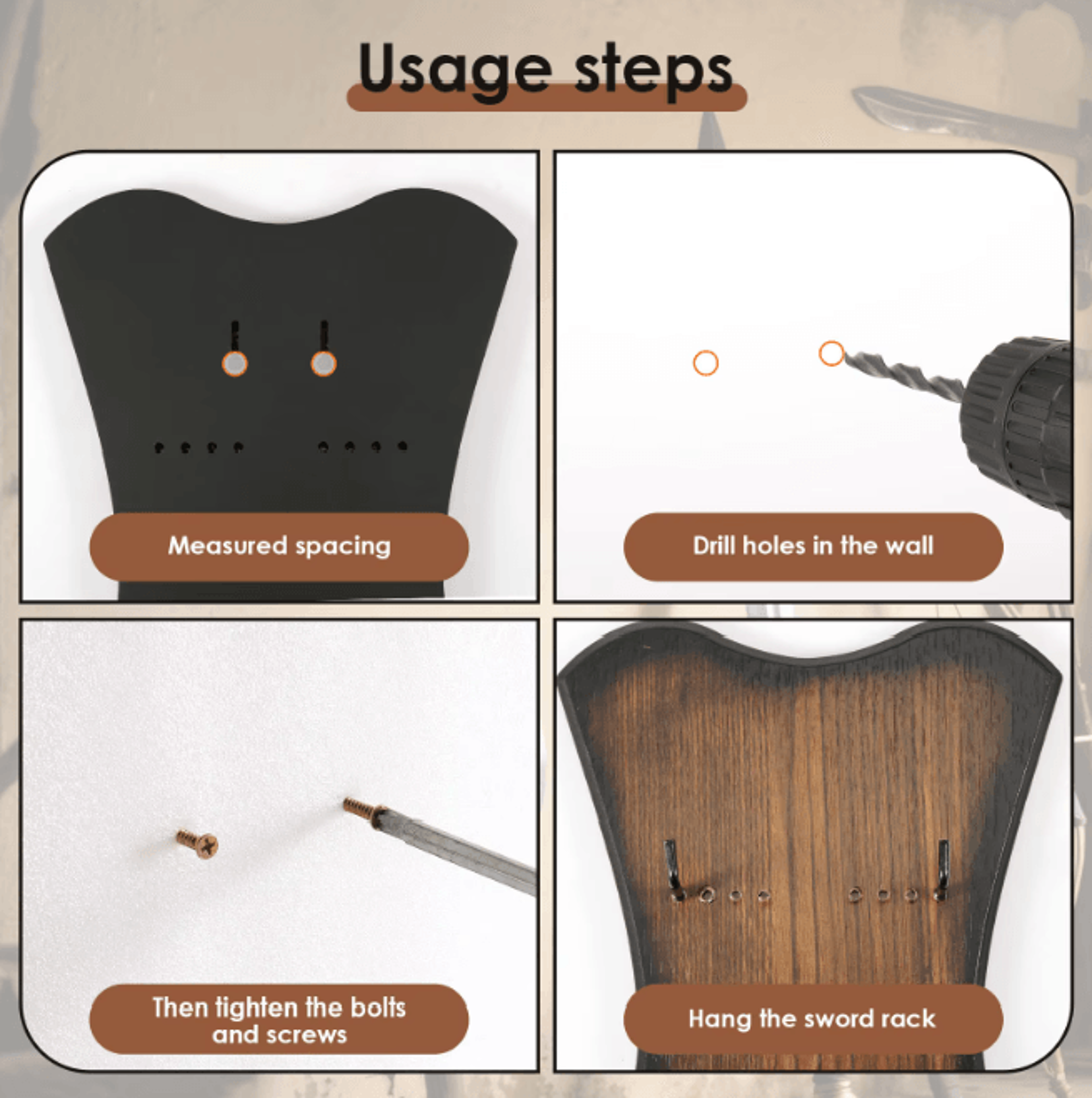 BladeDisplay Adjustable Sword Wall Mount Katana Holder Display Rack 3