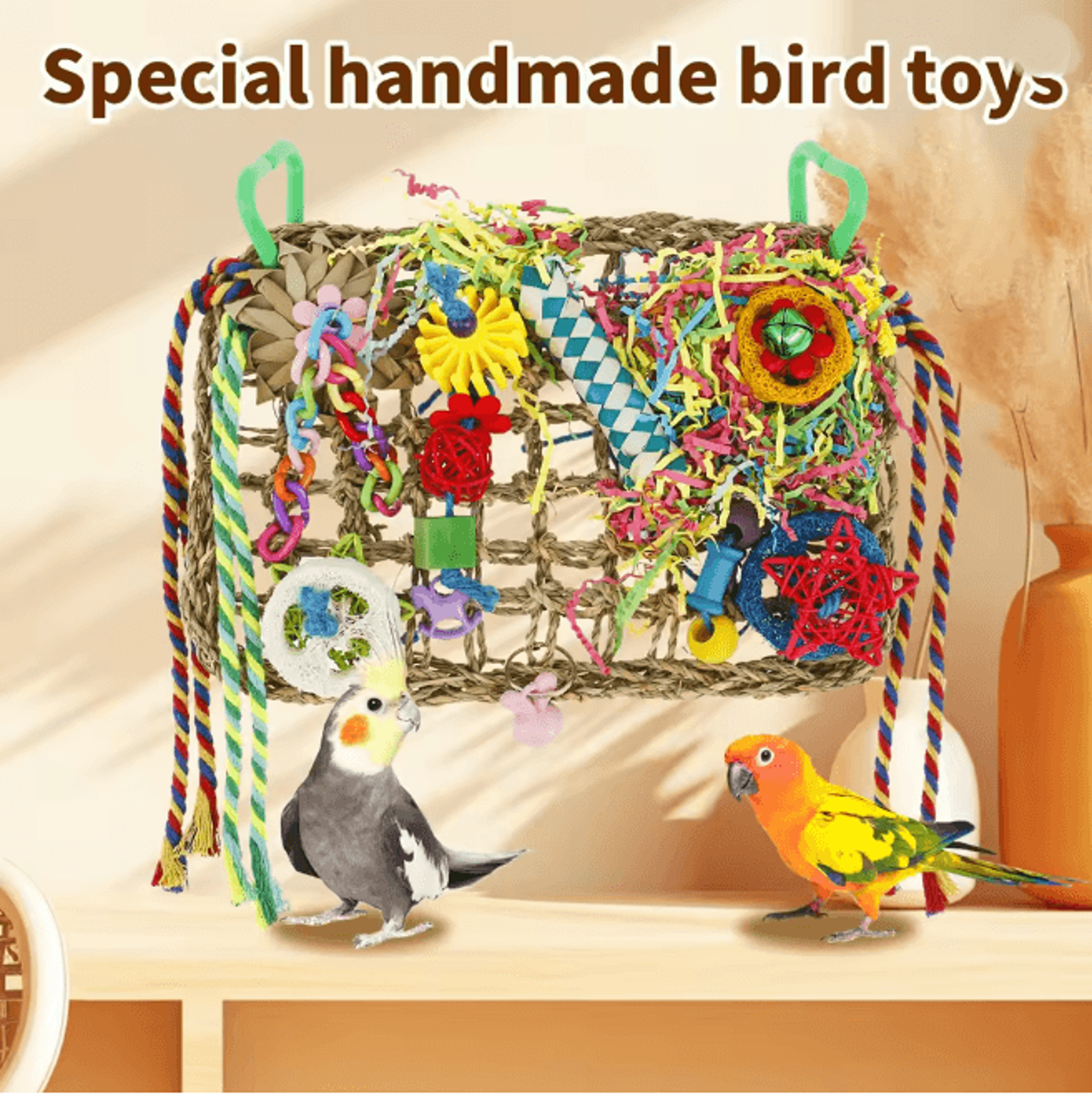 ForageFun Handmade Bird Foraging Toy For Parakeets And Small Parrots 0