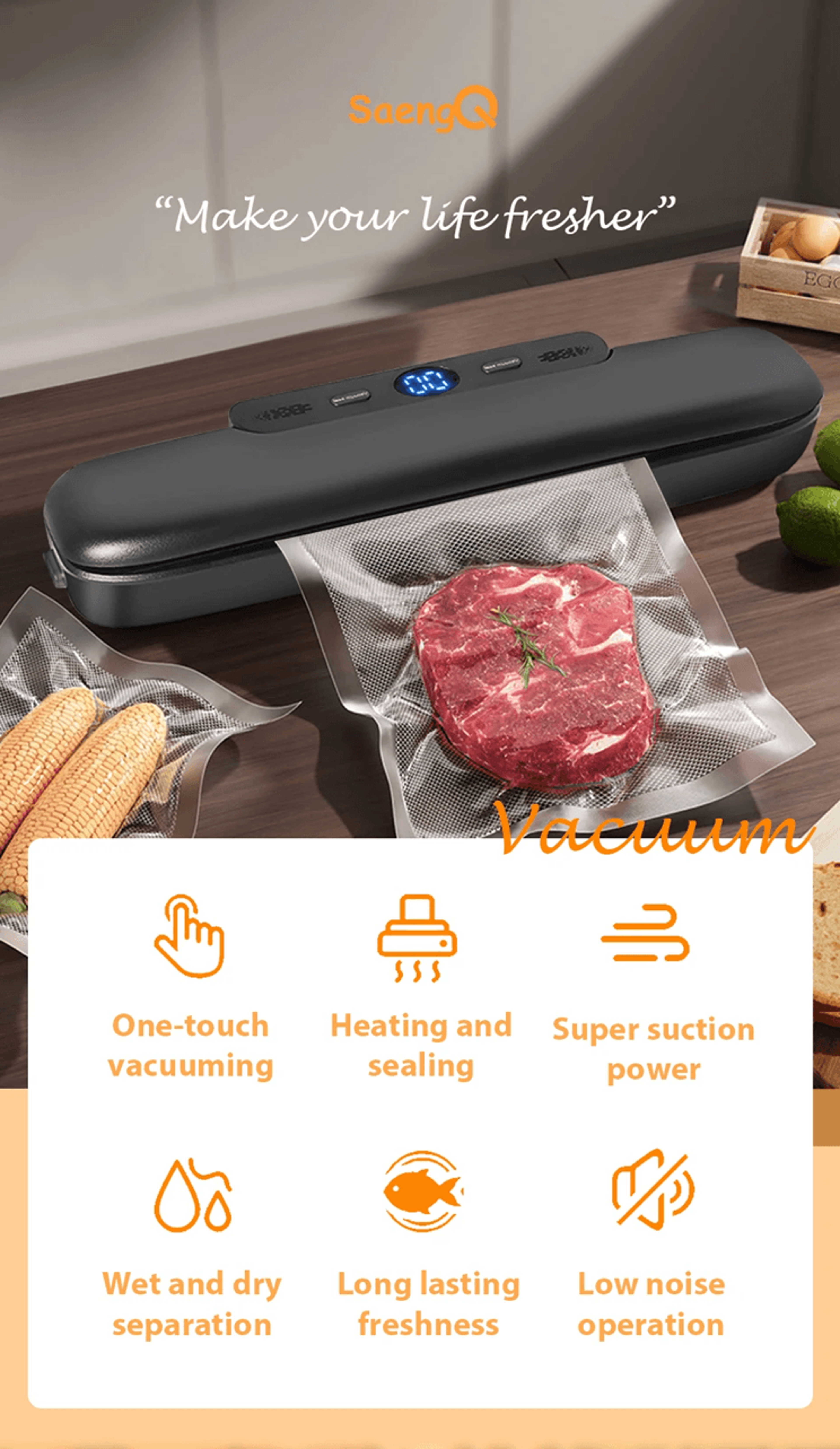 SaengQ Automatic Vacuum Sealer Food Packaging Machine For Home Use 0