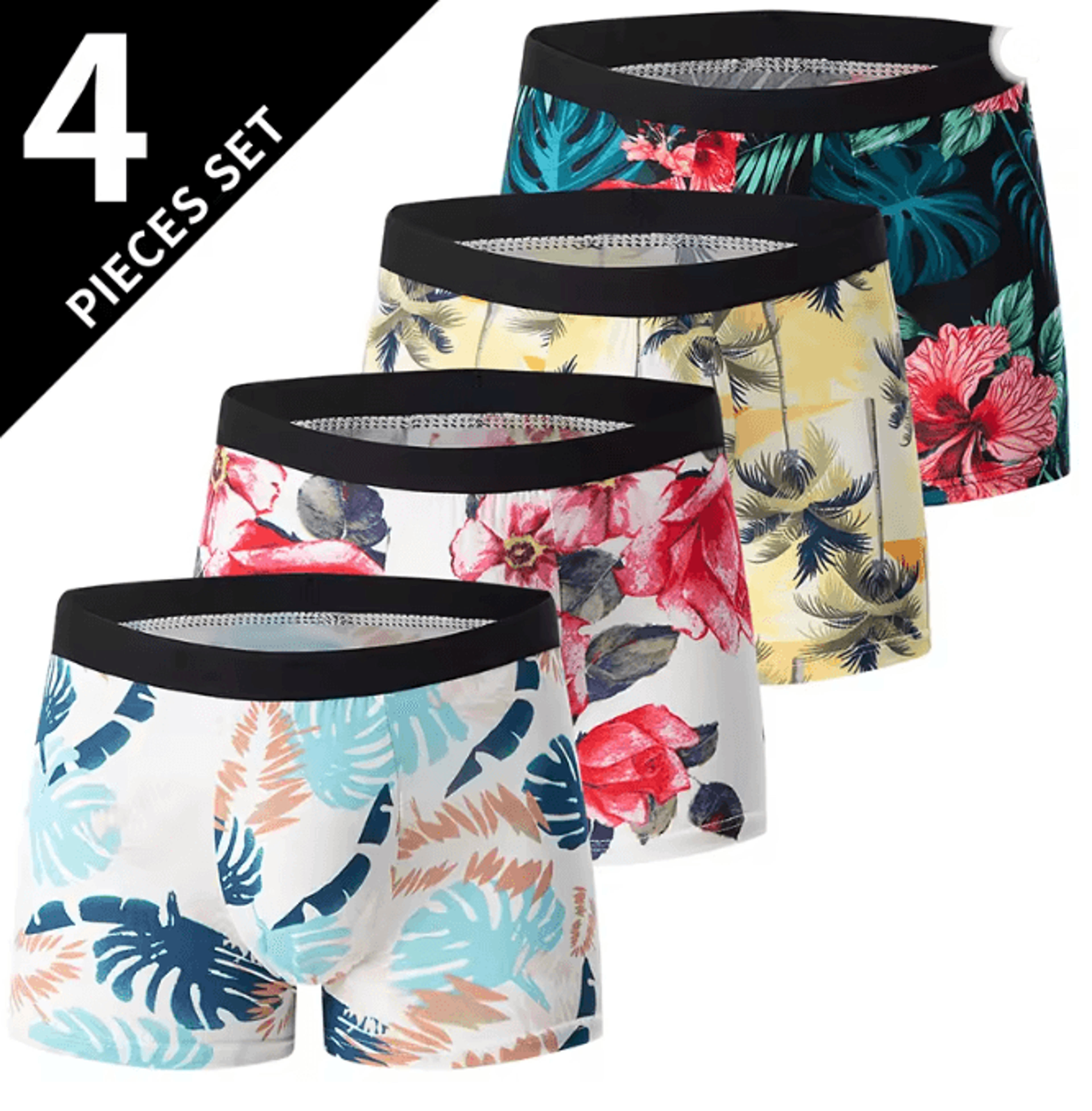 Mens Printed Boyshort Underwear Comfortable Stretch Plus Size Trunks 6