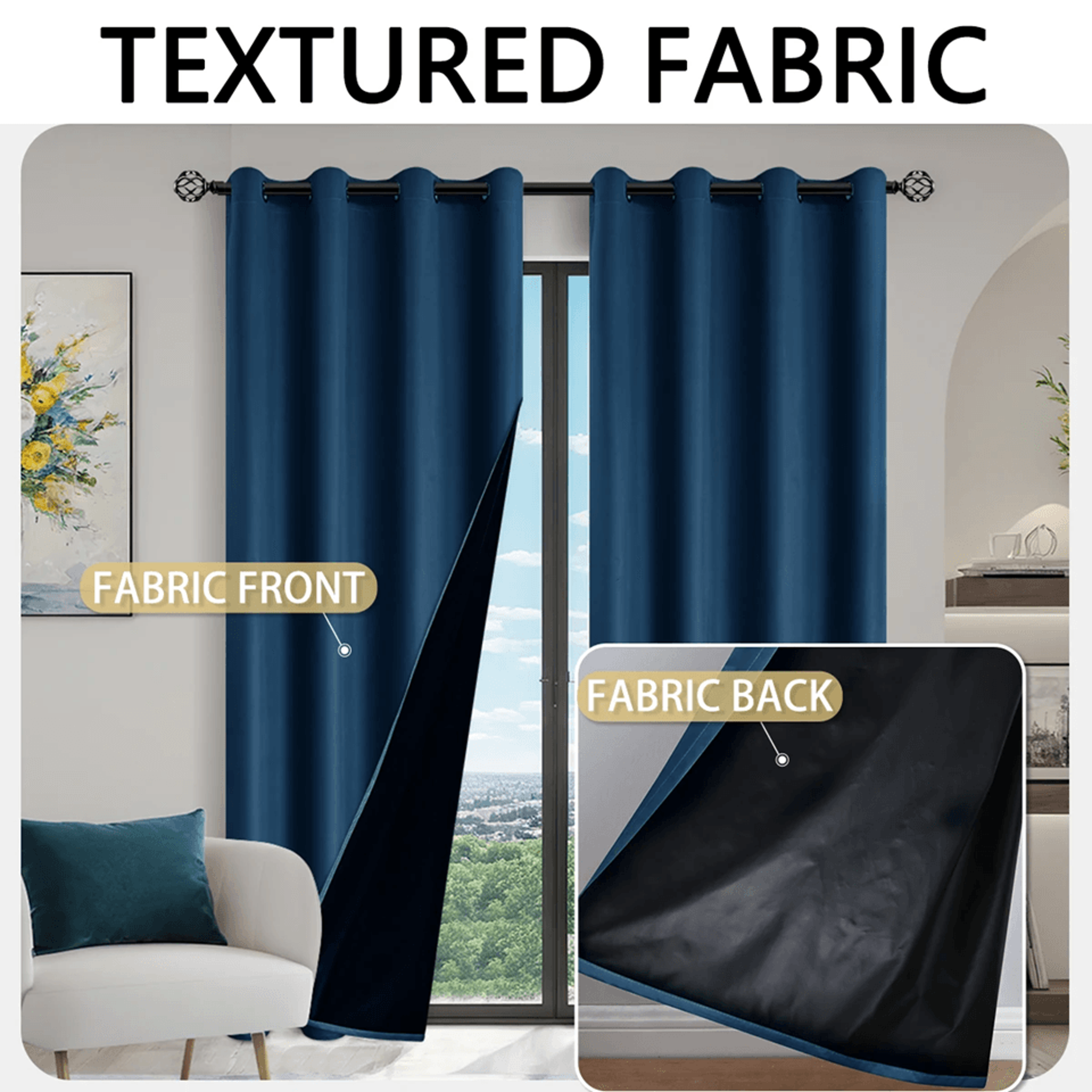 Full Blackout Curtains Solid Color Sun Blocking Drapes For Bedroom And Living Room 1