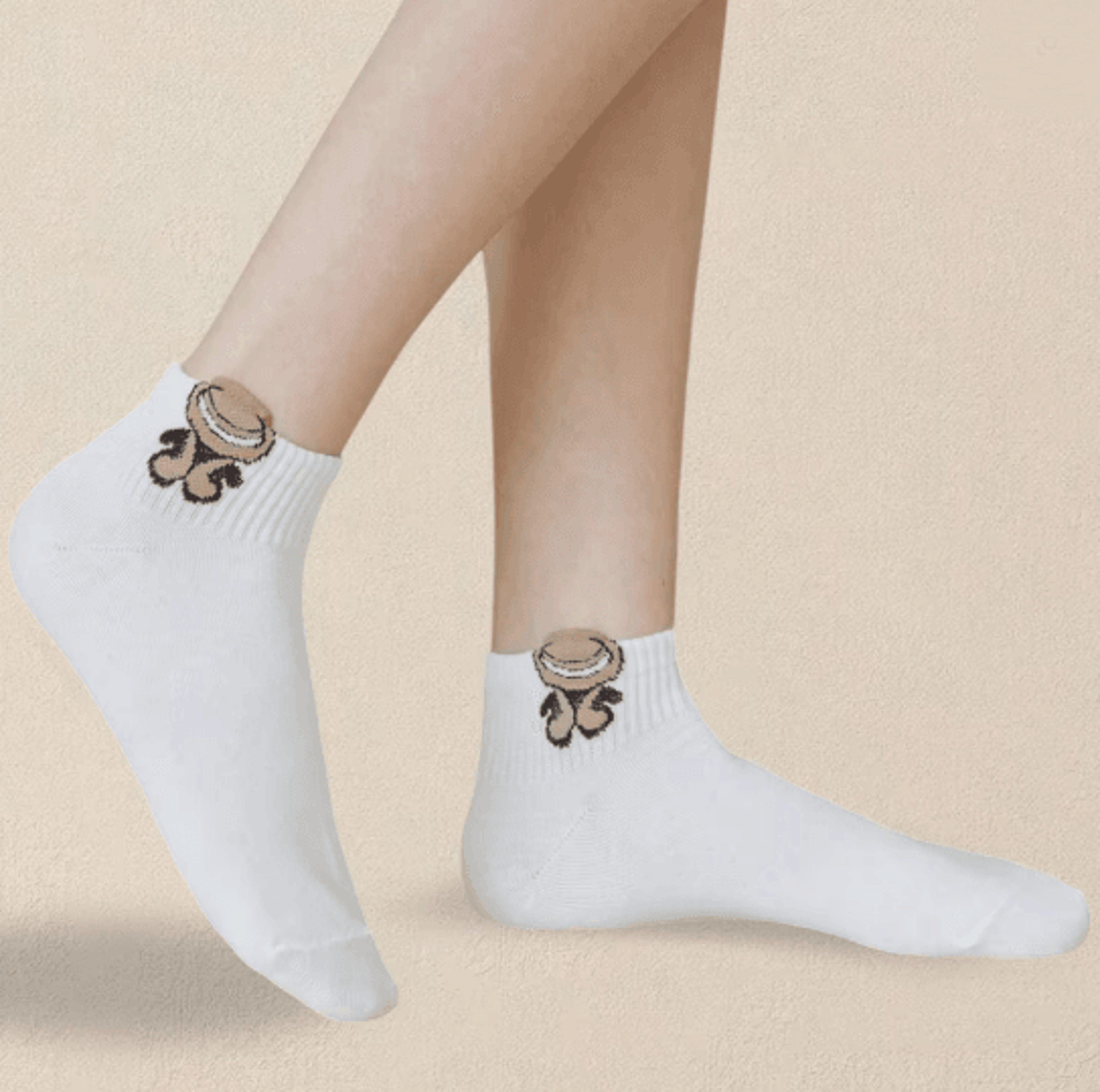 Cartoon Teddy Bear Ankle Socks For Women Soft Breathable Casual Wear 0
