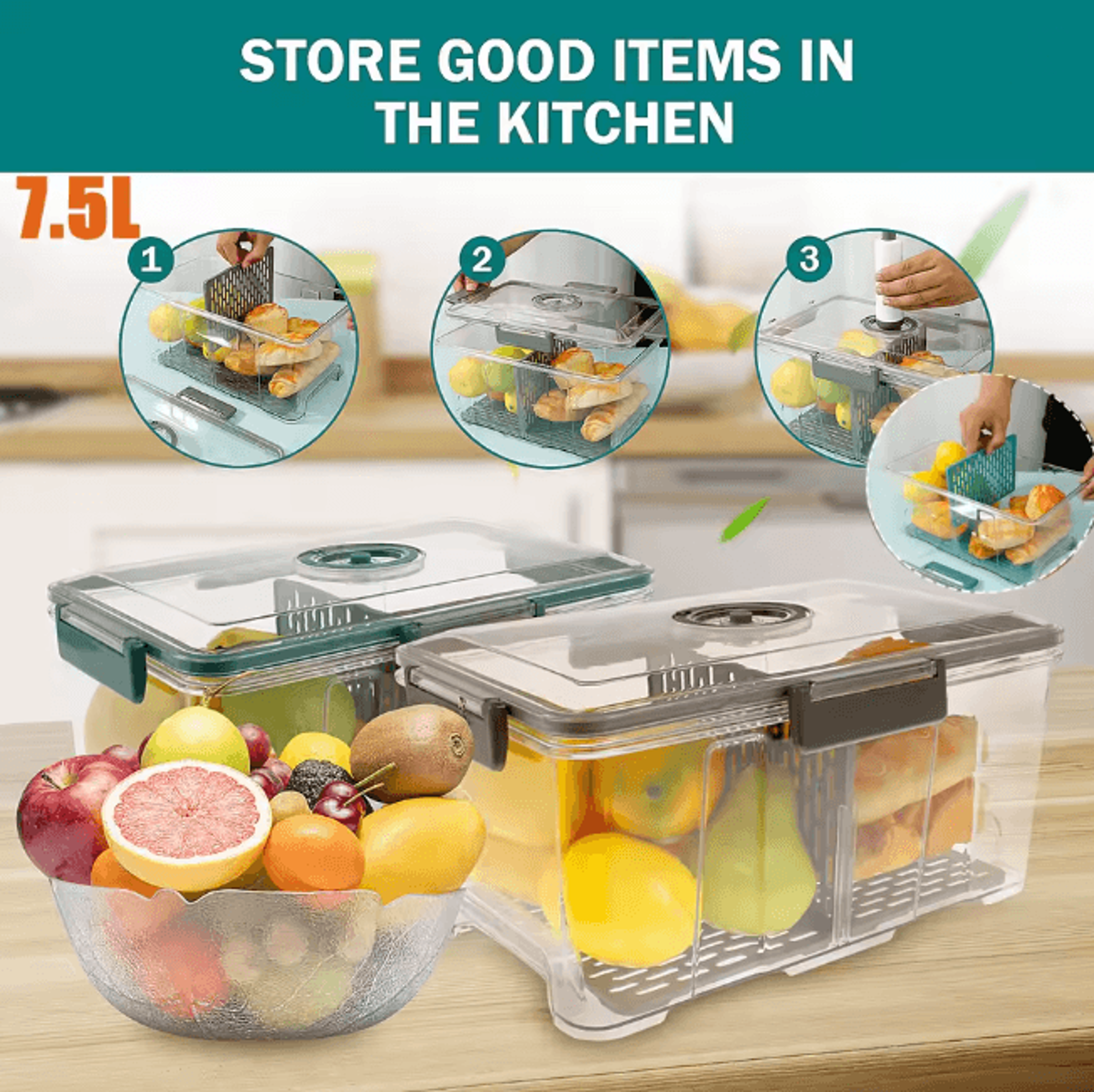 Airtight Bread Box With Vacuum Pump Freshness Keeper Container 0