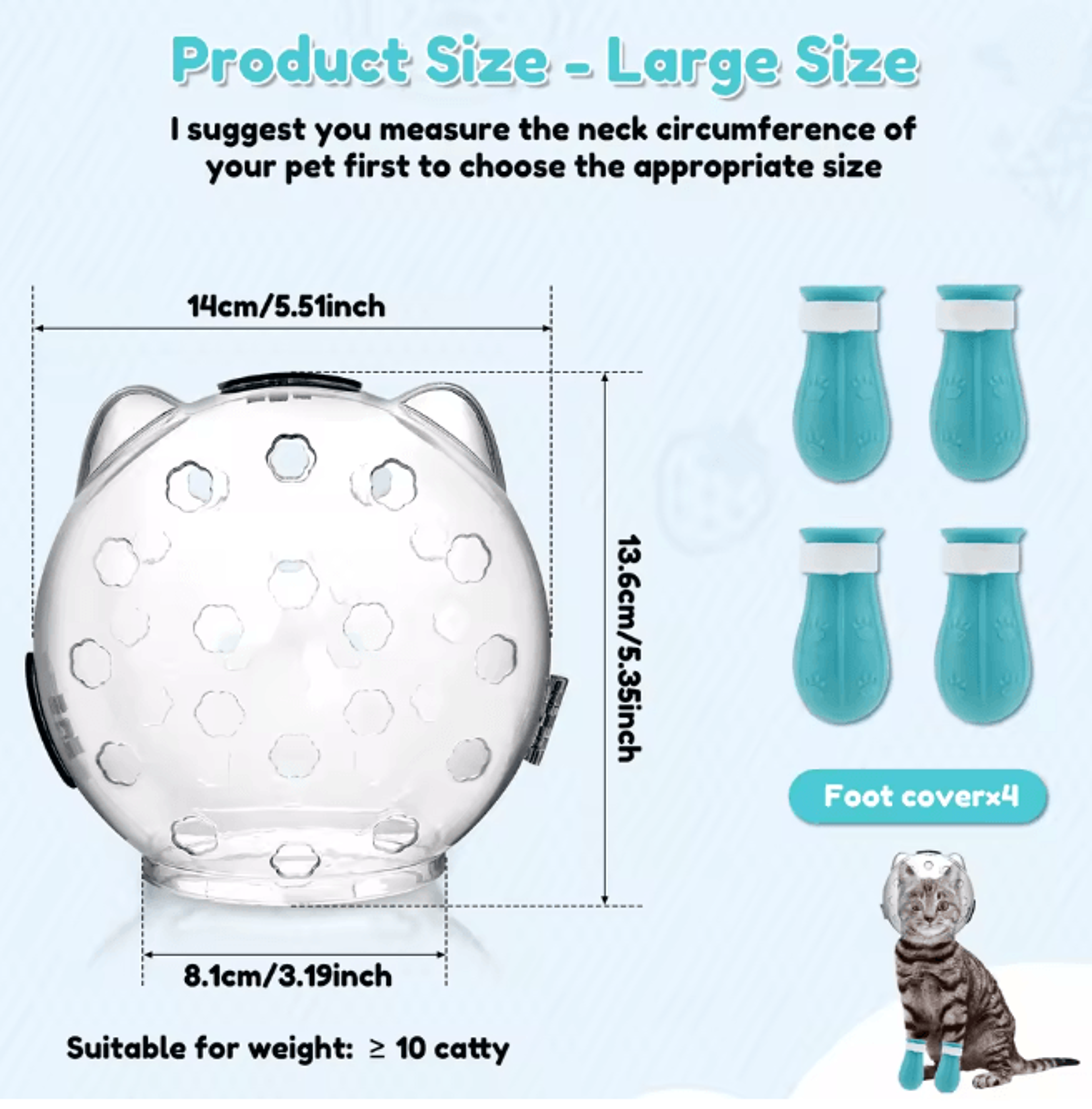Transparent Cat Grooming Muzzle Anti Bite Protective Hood 4