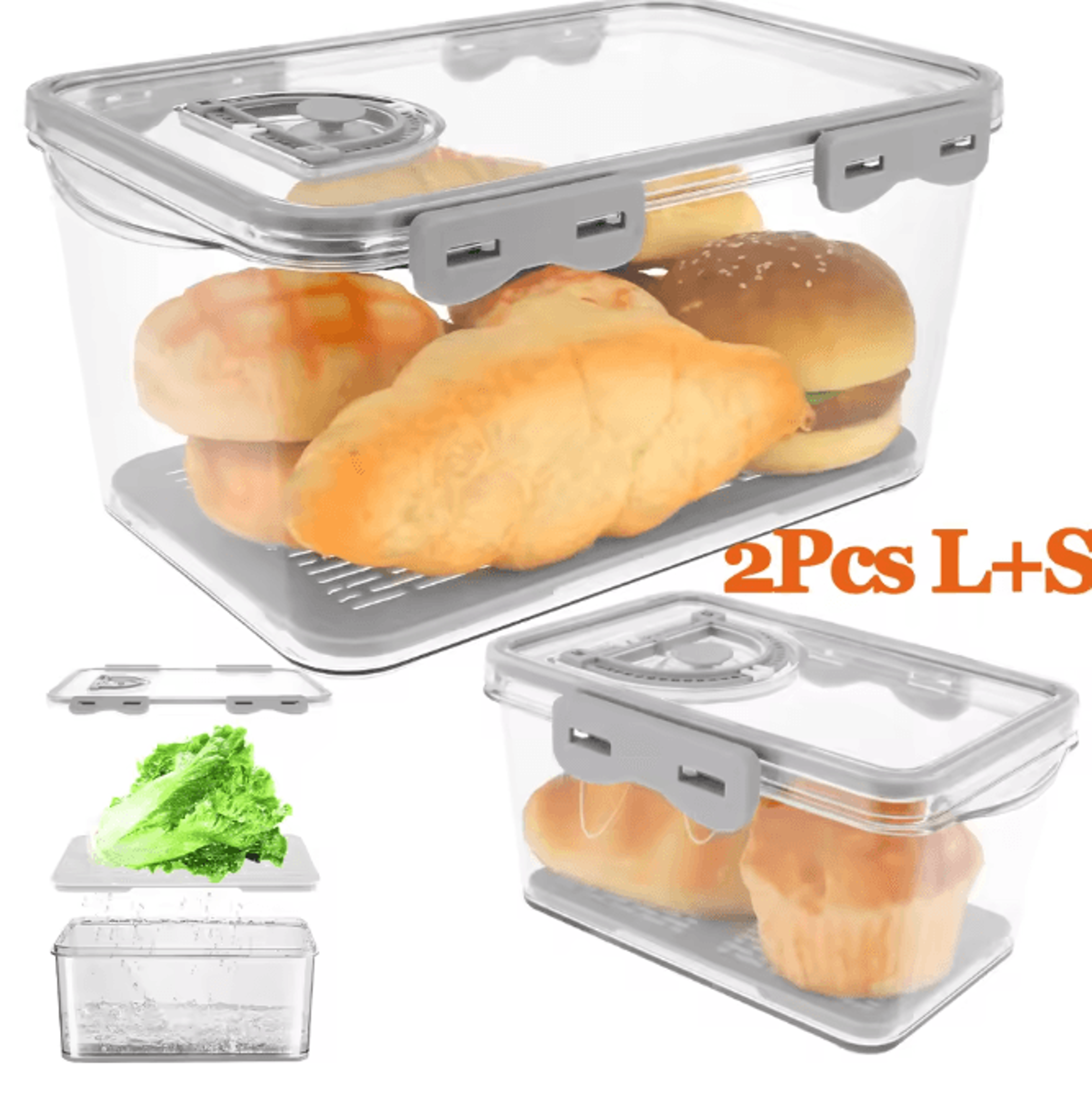 Airtight Bread Box With Time Recording Clear Bread Storage Container 0